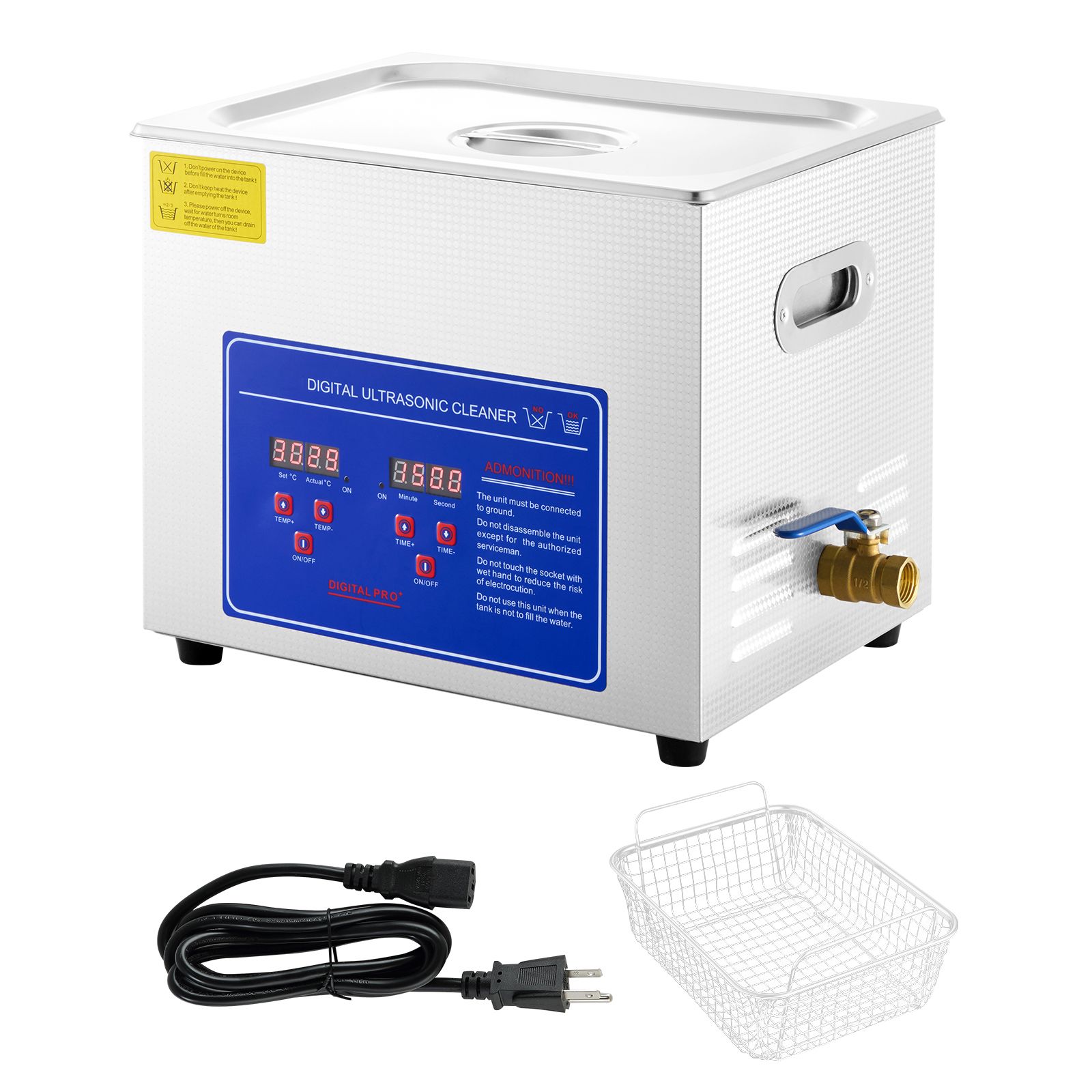Professioneller 10-liter-ultraschallreiniger Mit Digitaltimer Und Heizfunktion, Edelstahl, 40 Khz, Für Brillen, Uhren, Schmuck Und Kleinteile