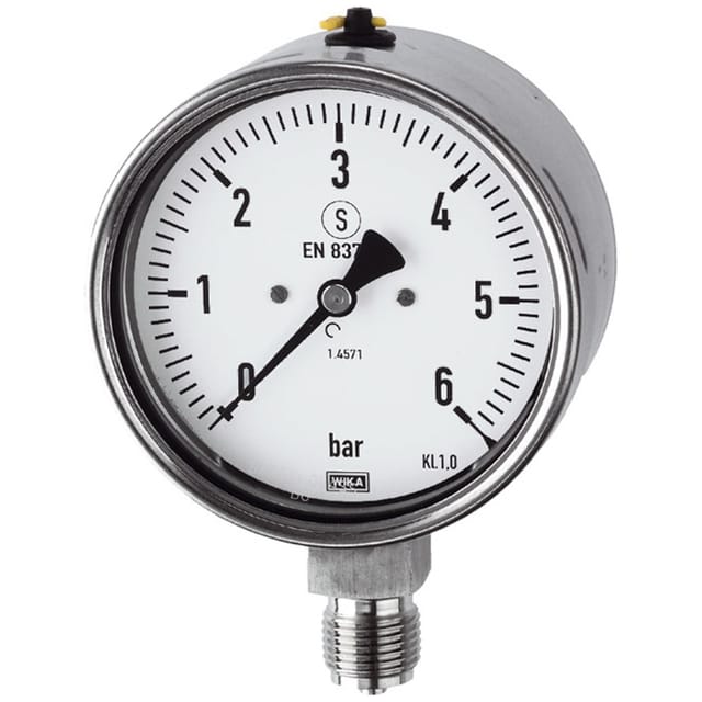 Manometer, Edelstahl, Sicherh., G 1/2" radial unten, 0-1,6 bar, Ø 100