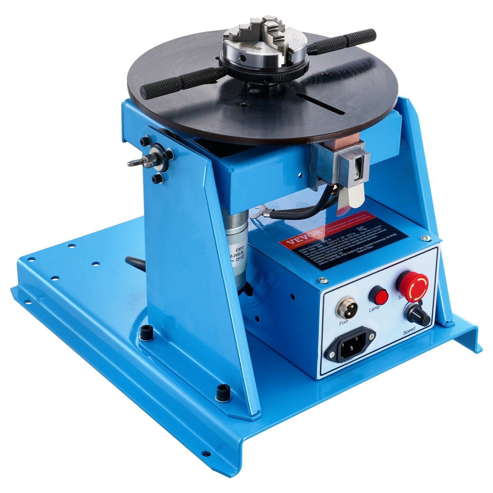 10 Kg Drehbarer Schweißpositionierer, 0–90°-drehteller Mit 8,1-zoll-3-backen-spannfutter, 1–12 U/min, 20 W, Zum Schneiden, Schleifen, Montieren Und Prüfen