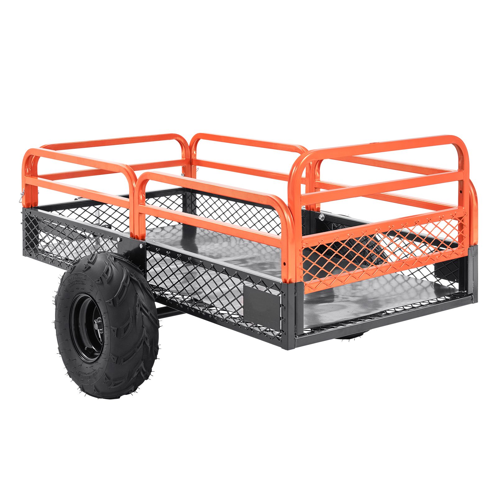 Kippmulde Aus Stahl Für Atvs, 680 Kg Tragfähigkeit, 0,43 M³, Gartenanhänger Mit Abnehmbaren Seitenwänden Und 2 Rädern, Für Rasenmäher, Traktoren, Atvs, Utvs.