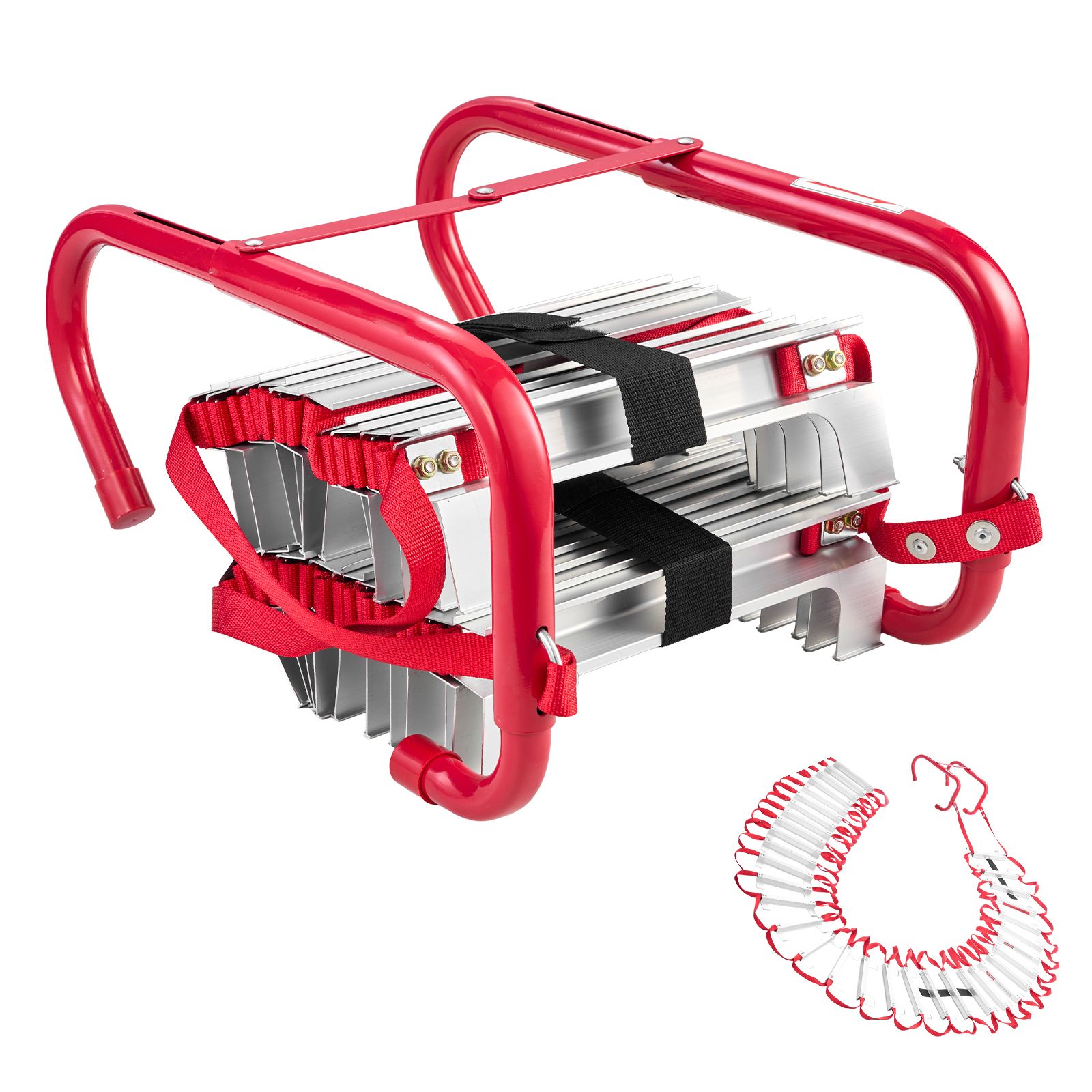 15,24 M (5-6 Stockwerke) Ausziehbare Feuerleiter, Leichtes Aluminium, Robuste Polyestergurte, Breite, Rutschfeste Sprossen, Maximale Belastung 453 Kg.