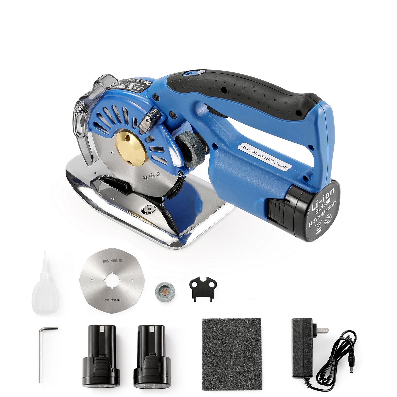 Kabelloser Rollschneider Für Stoffe, 5 Geschwindigkeiten, 2,8 Cm Dicke, Achteckige Klinge, Mit Ersatzklinge Und Ladegerät, Für Mehrlagige Stoffe Und Leder.