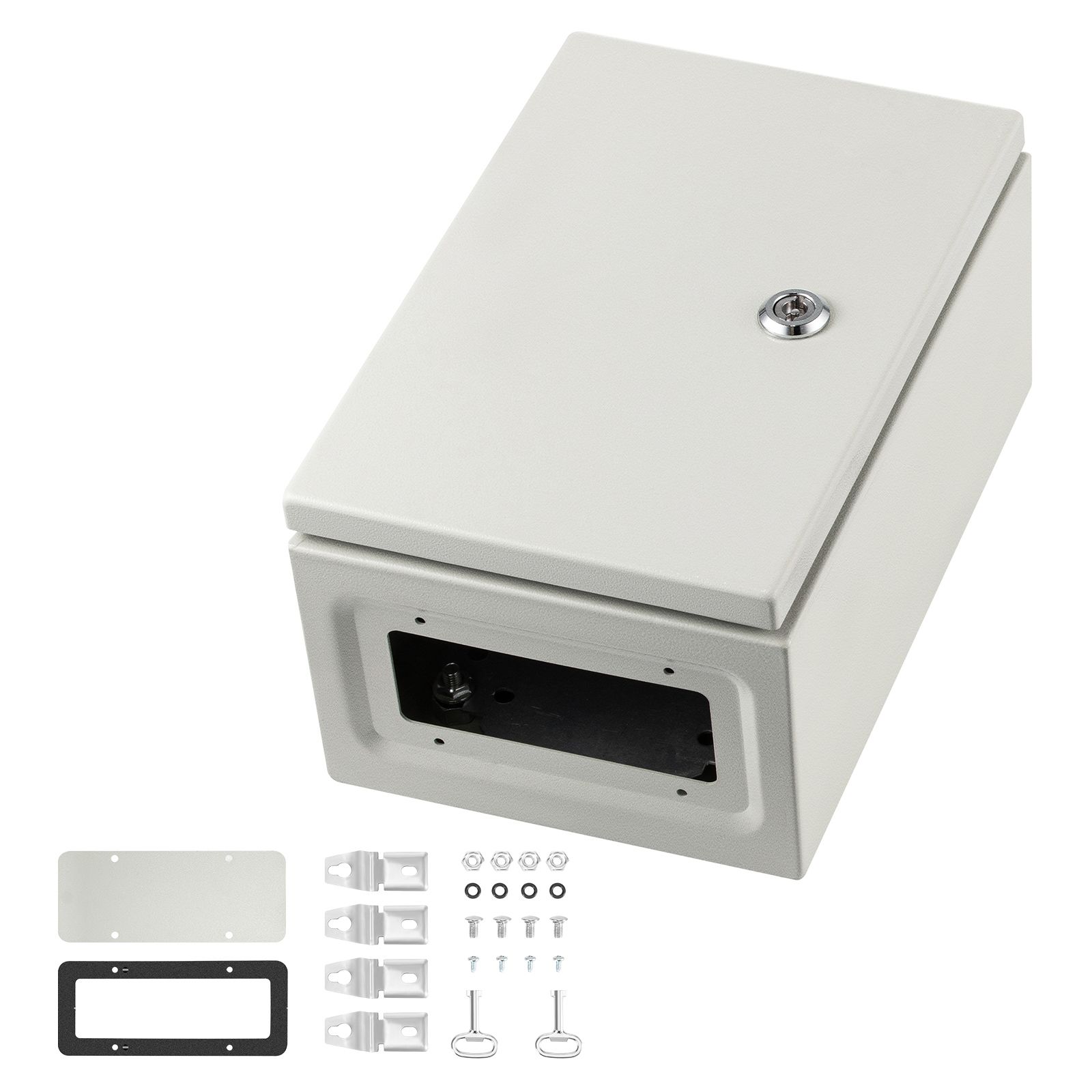 Nema 4x Stahl-elektroverteilerkasten, 30x20x15 Cm, Ip66 Wasser- Und Staubdicht, Für Den Innen- Und Außenbereich, Mit Montageplatte.