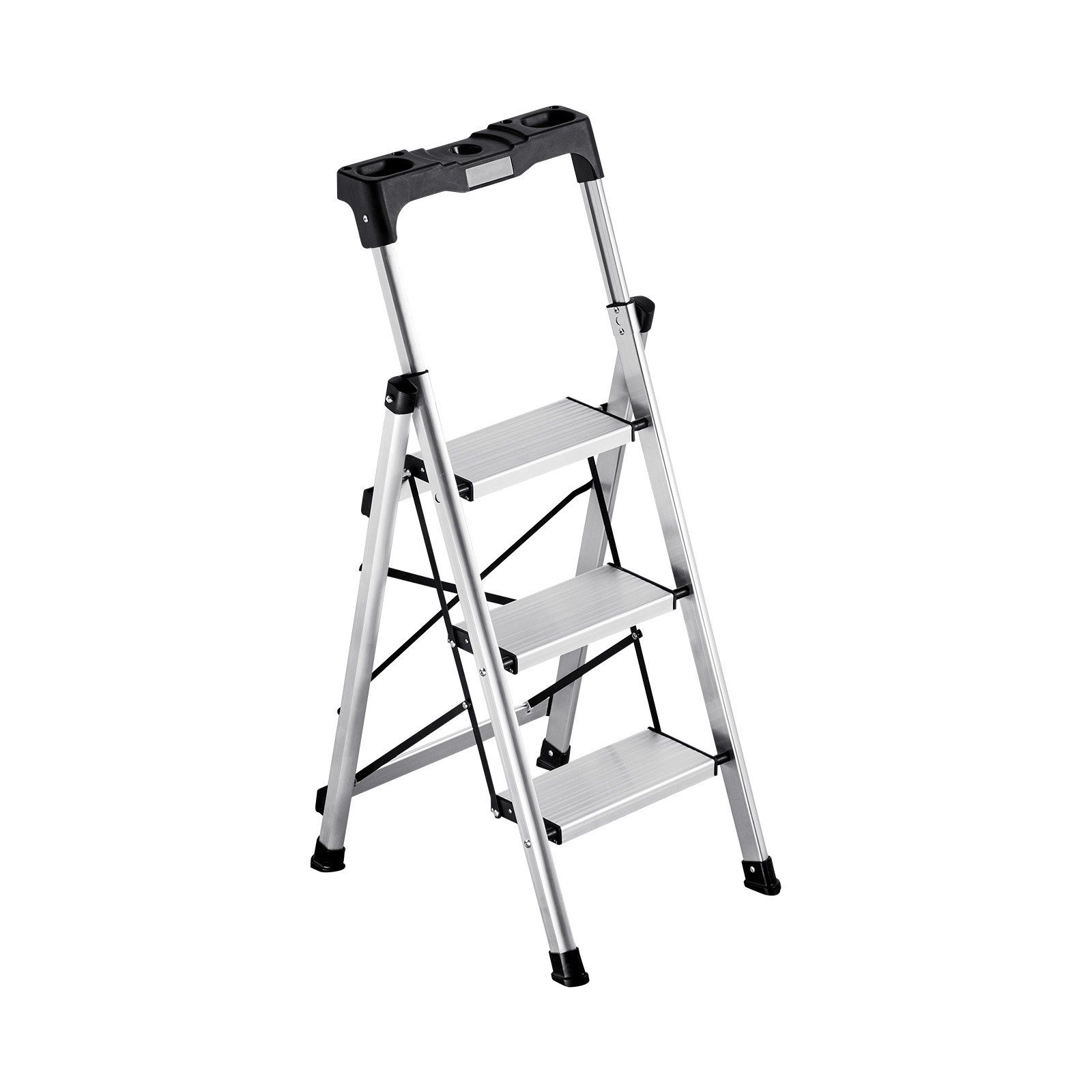 Zusammenklappbare 3-stufige Trittleiter, Breites Rutschfestes Pedal Und Komfortabler Griff, Tragkraft 150 Kg, Tragbares Aluminium, Für Den Einsatz Zu Hause, Im Büro, In Der Küche Und Im Lager.