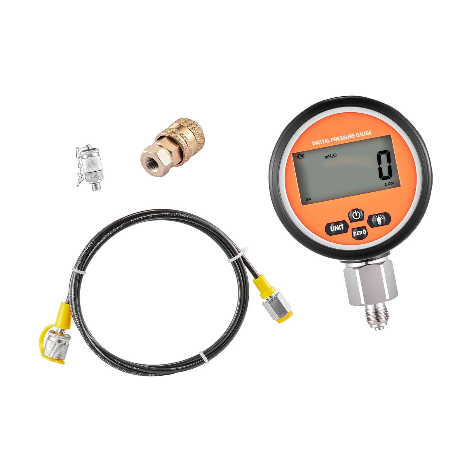 Digitales Hydraulikdruckprüfset, 700-bar-manometer Mit 1 Manometer, 1 Prüfkupplung, 1 Schnellkupplung Und 1 Schlauch Für Baumaschinen