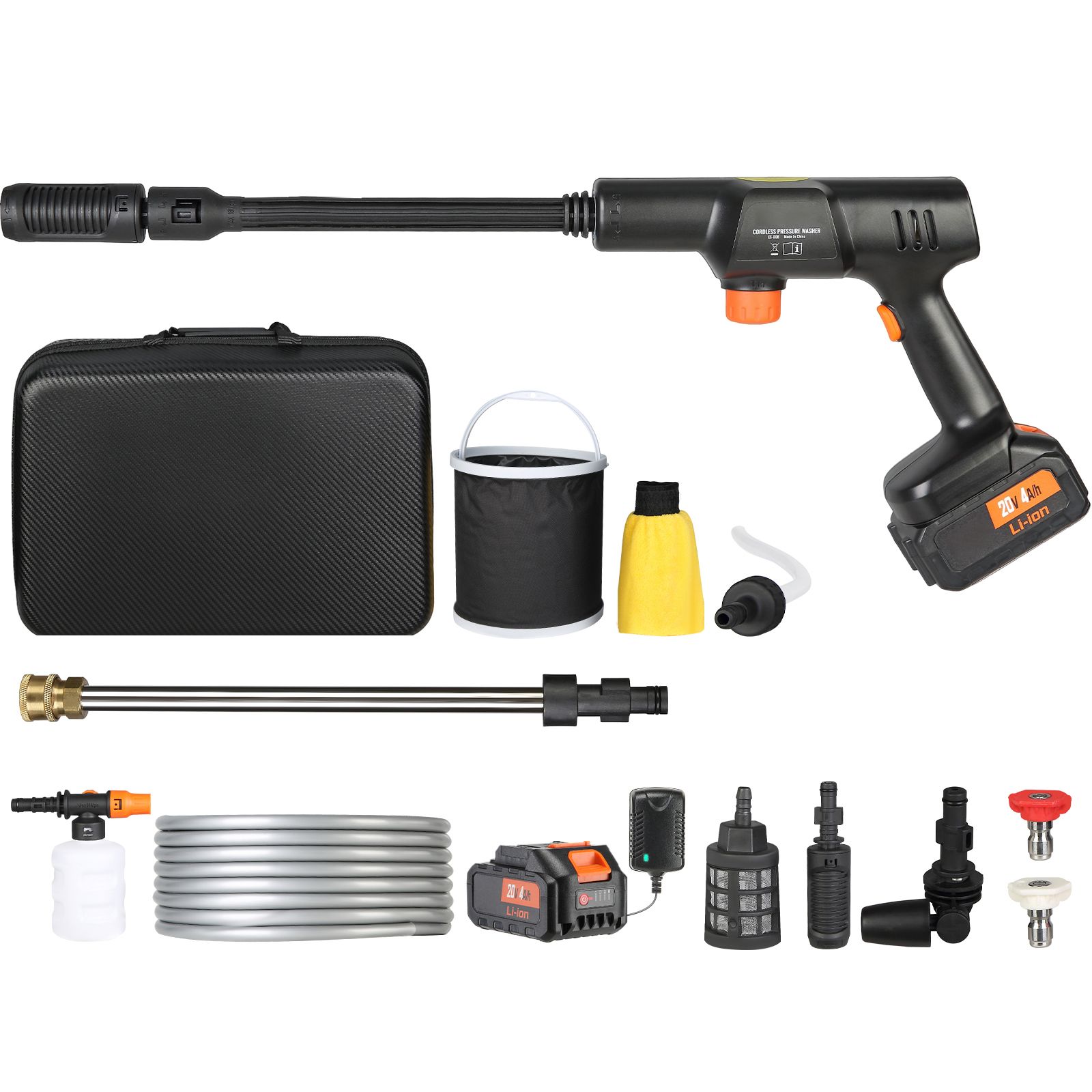 Akku-hochdruckreiniger, 652 Psi 1,0 Gpm, Tragbar, Auto-wasserpistole Mit 4,0 Ah Akku, Ladegerät Und 6-in-1 Düse, Ideal Für Die Haus-/bodenreinigung Und Bewässerung.