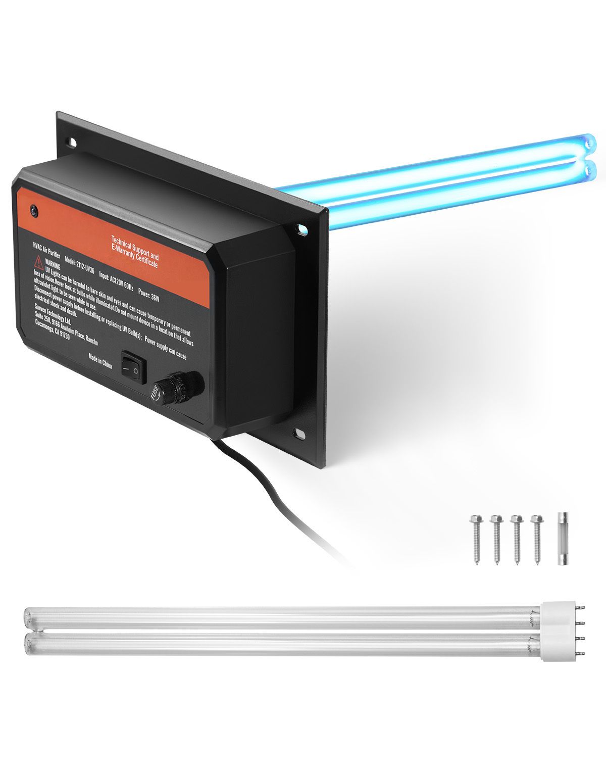 36-w-luftreiniger (40,6 Cm) Für Klimaanlagen, Uvc-uv-lampe Für Lüftungskanäle, Inklusive Ersatzbirne