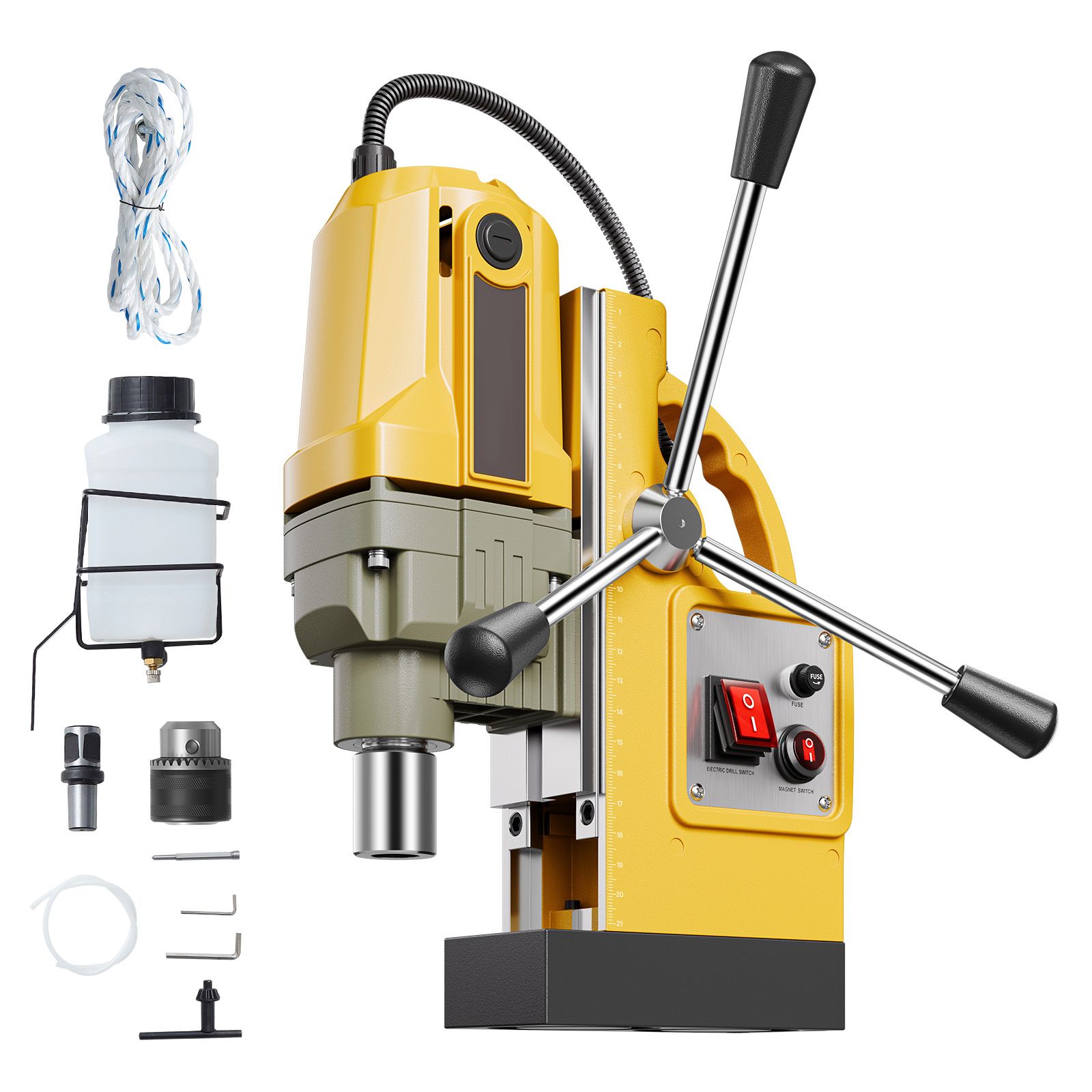Magnetbohrmaschine Mit 1400 W Leistung, 40 Mm Bohrdurchmesser, 12,5 Kn Kraft, 800 U/min Drehzahl, Für Metall, Industrielle Und Private Anwendungen.