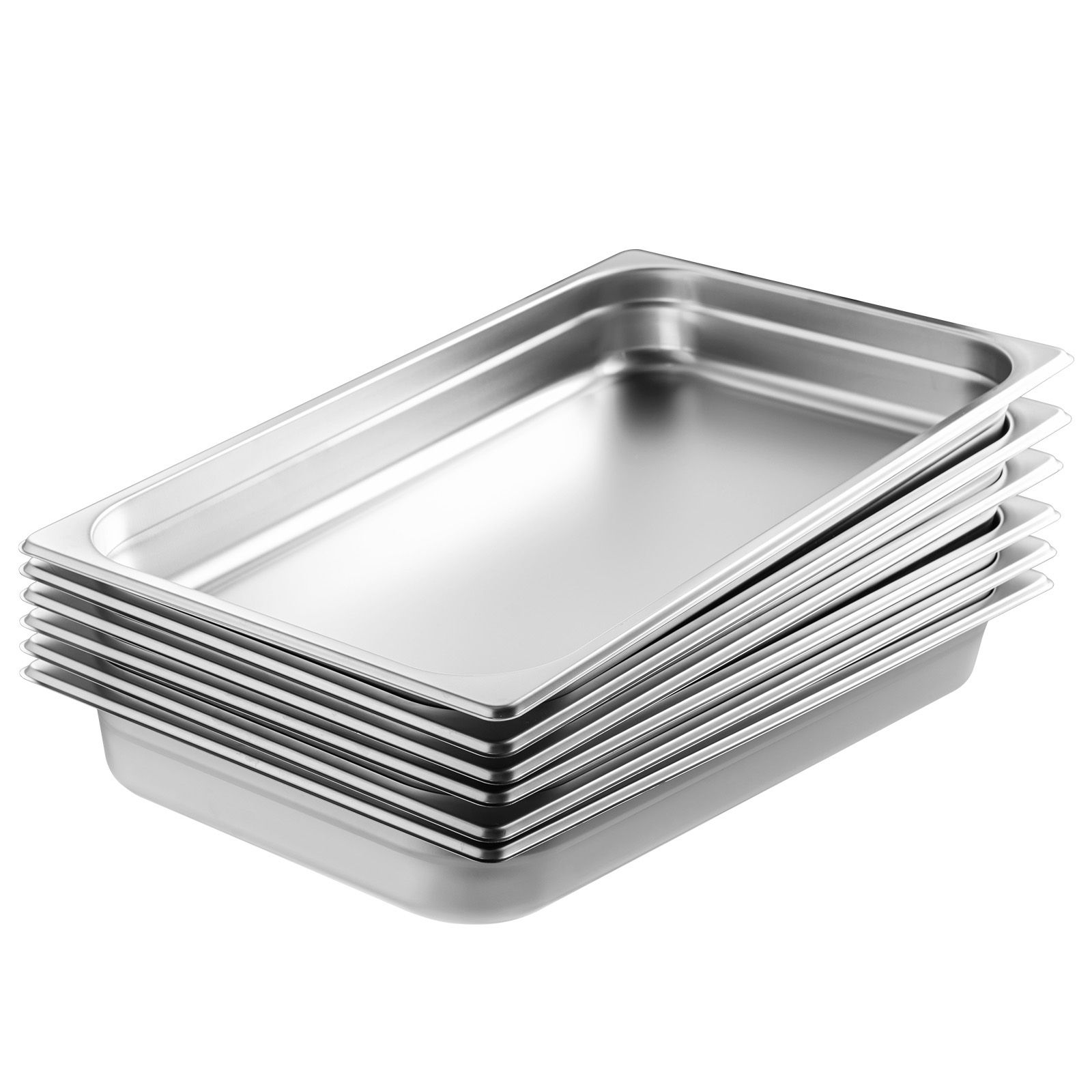 Set Mit 6 Gastronorm-schalen Aus Edelstahl, 0,8 Mm Dick, 2,5 Zoll Tief, Für Catering Und Profiküchen