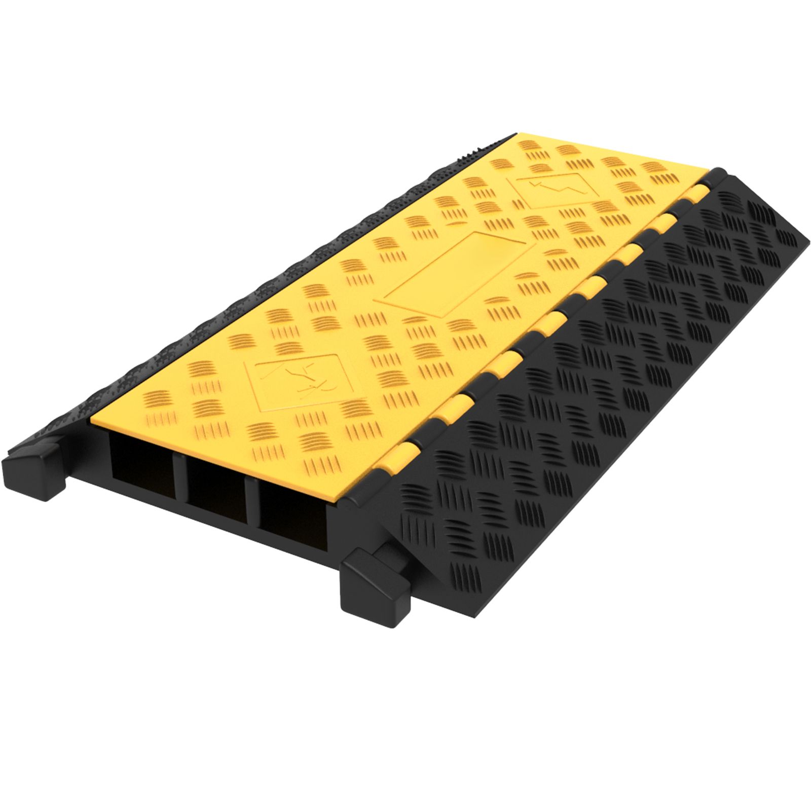 3-kanal-kabelschutz Aus Gummi, 94,5 X 50 X 8 Cm, Robuste Rampe Für Kabel Und Rohre, Ideal Für Einfahrten Und Fahrzeugüberfahrten.
