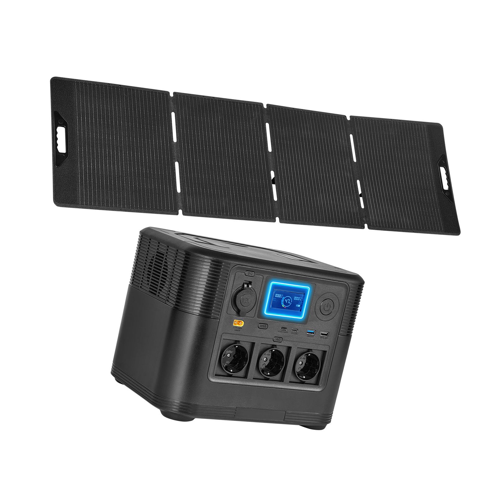 Tragbare 1200-w-powerstation Mit 200-w-solarpanel, 806-wh-lifepo4-akku Und 9 Steckdosen Für Camping, Wohnmobilreisen Und Notstromversorgung Zu Hause