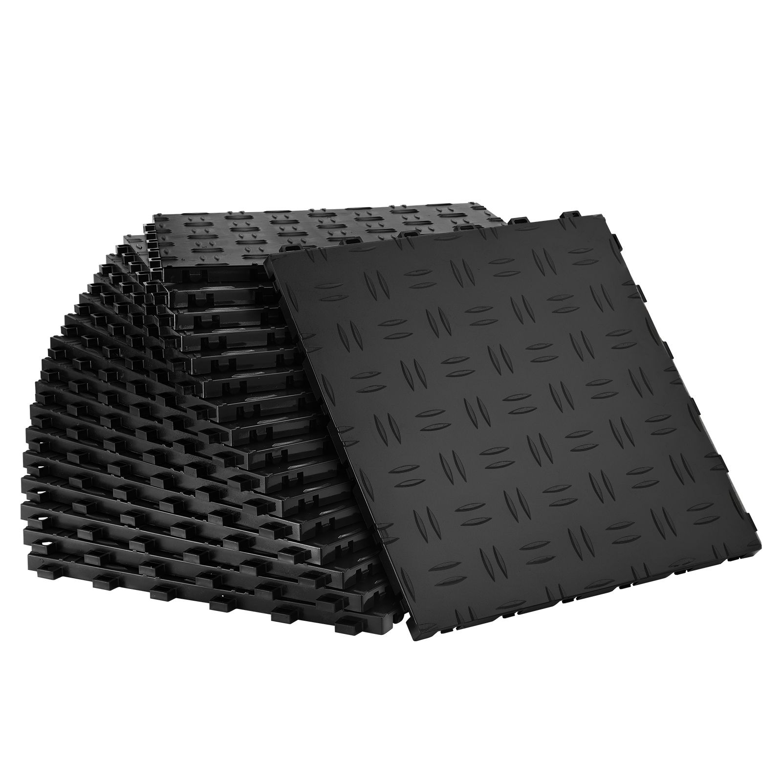 Klick-garagenfliesen, 30 X 30 X 1,3 Cm, 25er-pack, Beidseitig Rutschfester Bodenbelag, Für Garagen, Keller Und Werkstätten, Schwarz