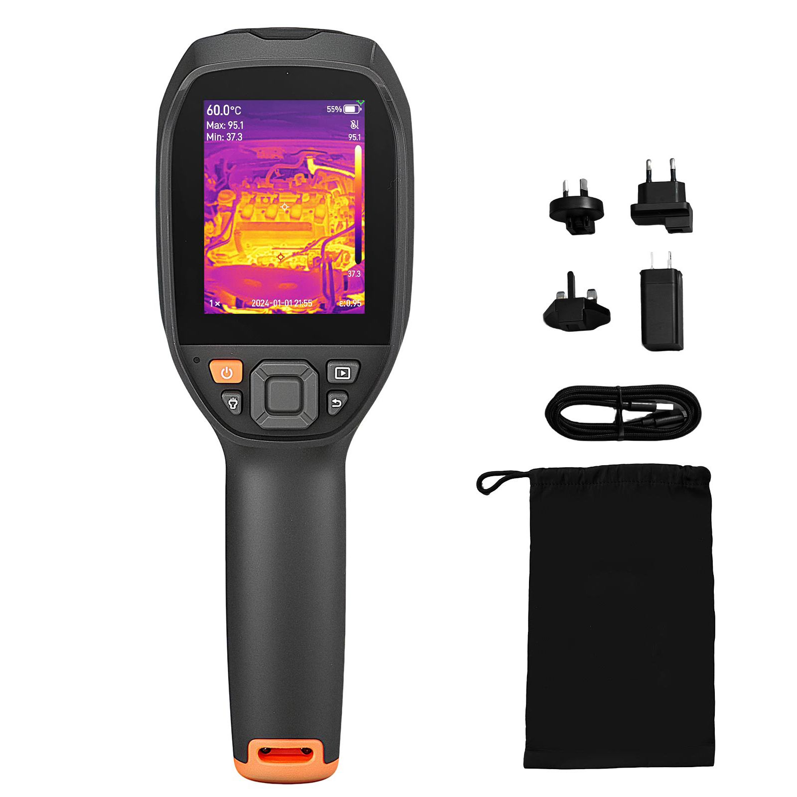 Professionelle Tisr-wärmebildkamera (512 X 384 Pixel), 3,45"-lcd-bildschirm, 2-mp-bildsensor, 25 Hz, -20 Bis 550 °c, 4 Modi Und 7 Farbpaletten