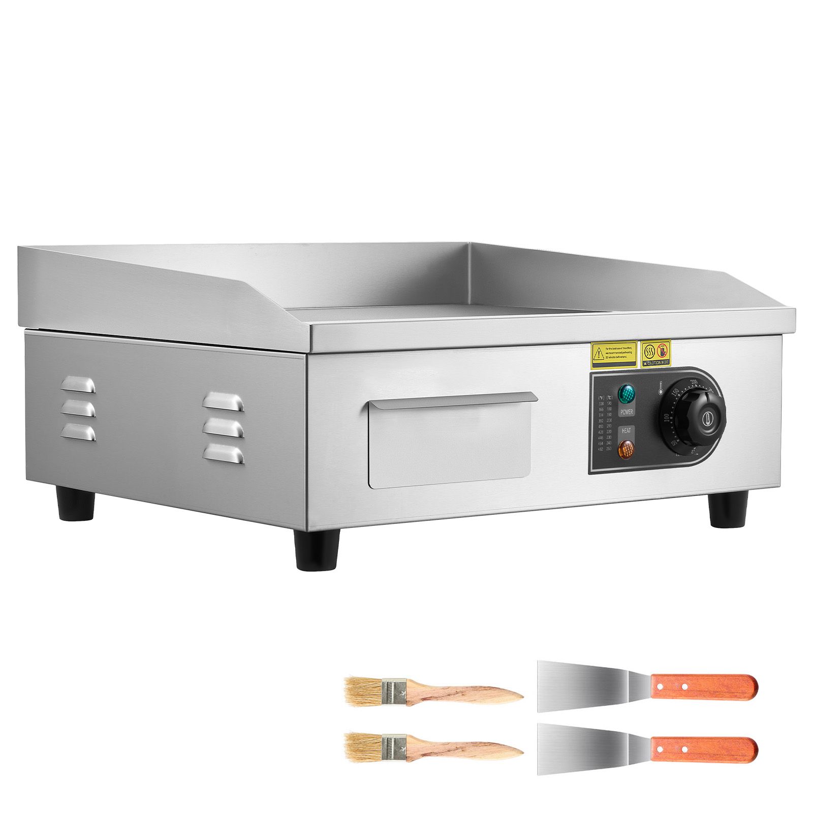 Professioneller Elektrogrill 450x300 Mm, 2800w, Thermostat 50-300°c, Edelstahlplatte, Mit 2 Spateln, 2 Bürsten Und 4 Rutschfesten Pads, Ideal Für Steaks Und Pfannkuchen.