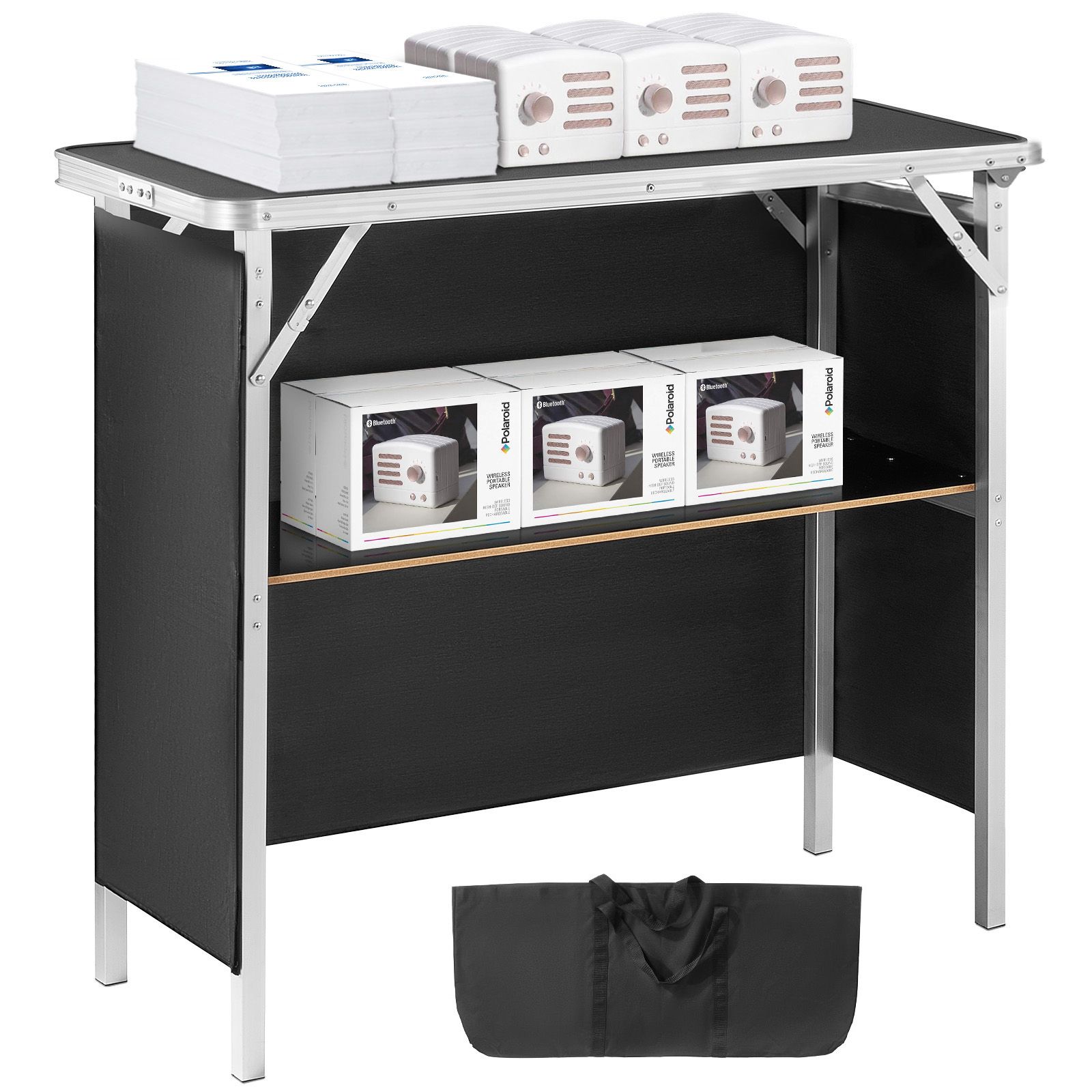Klappbarer Tisch-messestand, 97,5 X 38,5 X 87 Cm, Ausstellungsstand Mit Seitenwand, Promotion-theke Mit Aufbewahrungs- Und Tragetasche