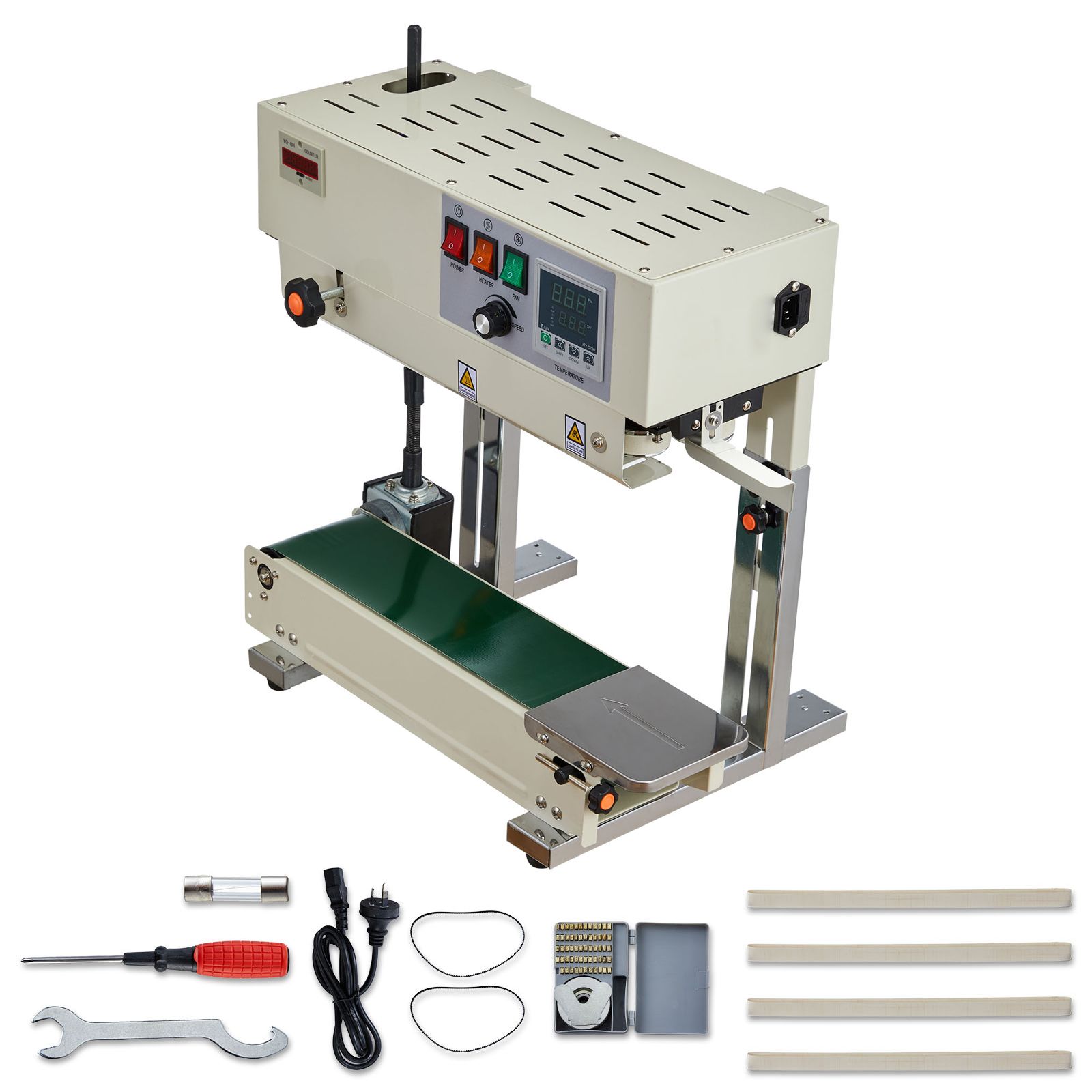 Kontinuierliche Streifenbeutel-siegelmaschine, 6-12 Mm Siegelbreite, Vertikale Siegelmaschine Mit Walzendruck, Temperatur- Und Geschwindigkeitseinstellung, Für 0,03-0,8 Mm Plastikbeutel.