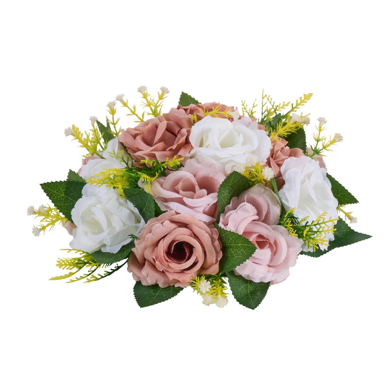10-teiliger Künstlicher Blumenstrauß, 240 Mm Durchmesser, Tischdekoration Für Hochzeiten, Rosa Und Weiße Rosen Für Die Heimdekoration
