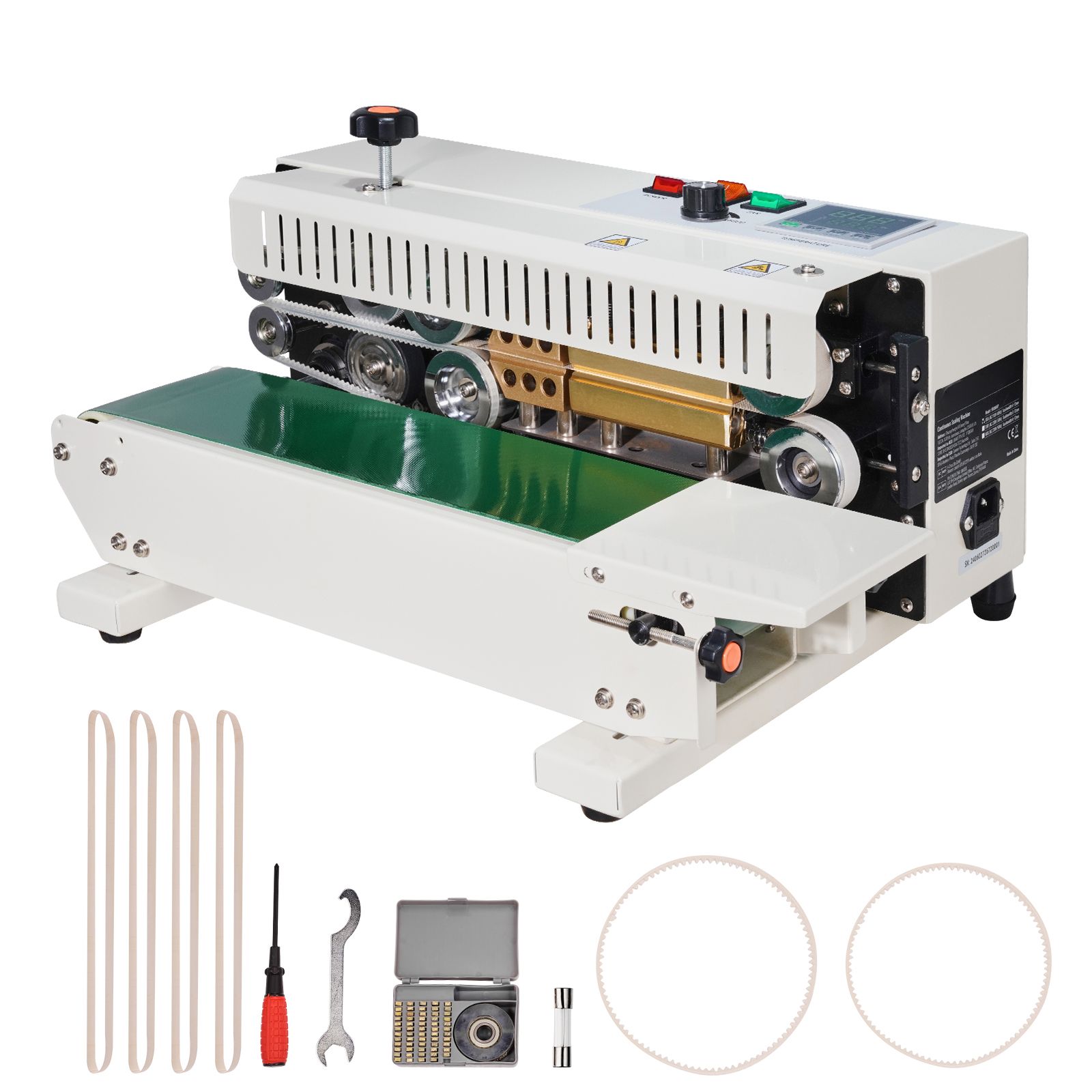 Kontinuierliche Beutelverschließmaschine, 6-12 Mm Siegelbreite, Digitale Temperaturregelung, Kohlenstoffstahl, Für 0,02-0,8 Mm Kunststofffolien