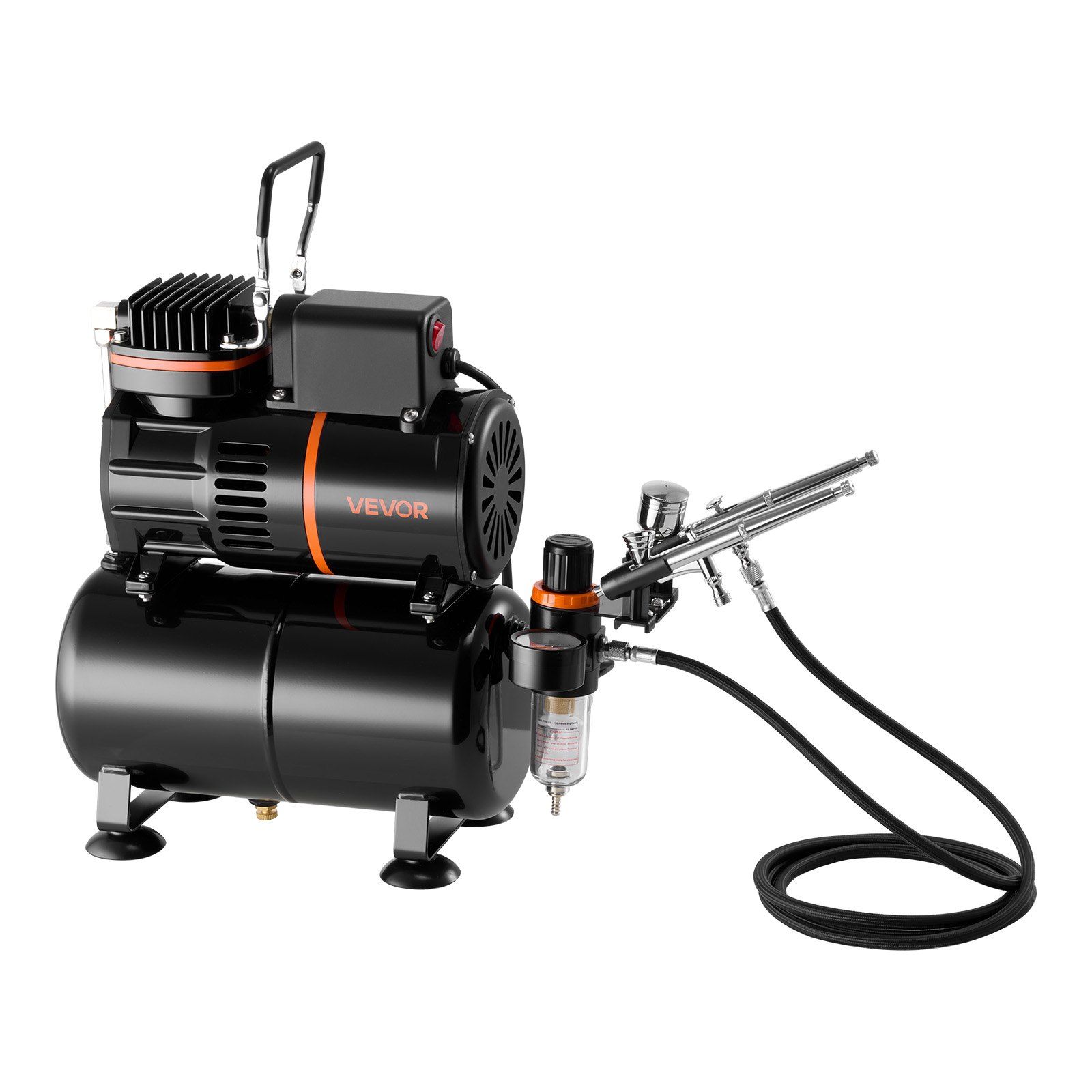 1/6 Ps Airbrush-set Mit Kompressor Und Tank, 3 Profi-doppelwirkungs-airbrushes, 3 Düsen, Flexiblem Schlauch, Acrylfarbe, 2 Lüftern, Für Tortendekoration, Modellbau Und Nageldesign.