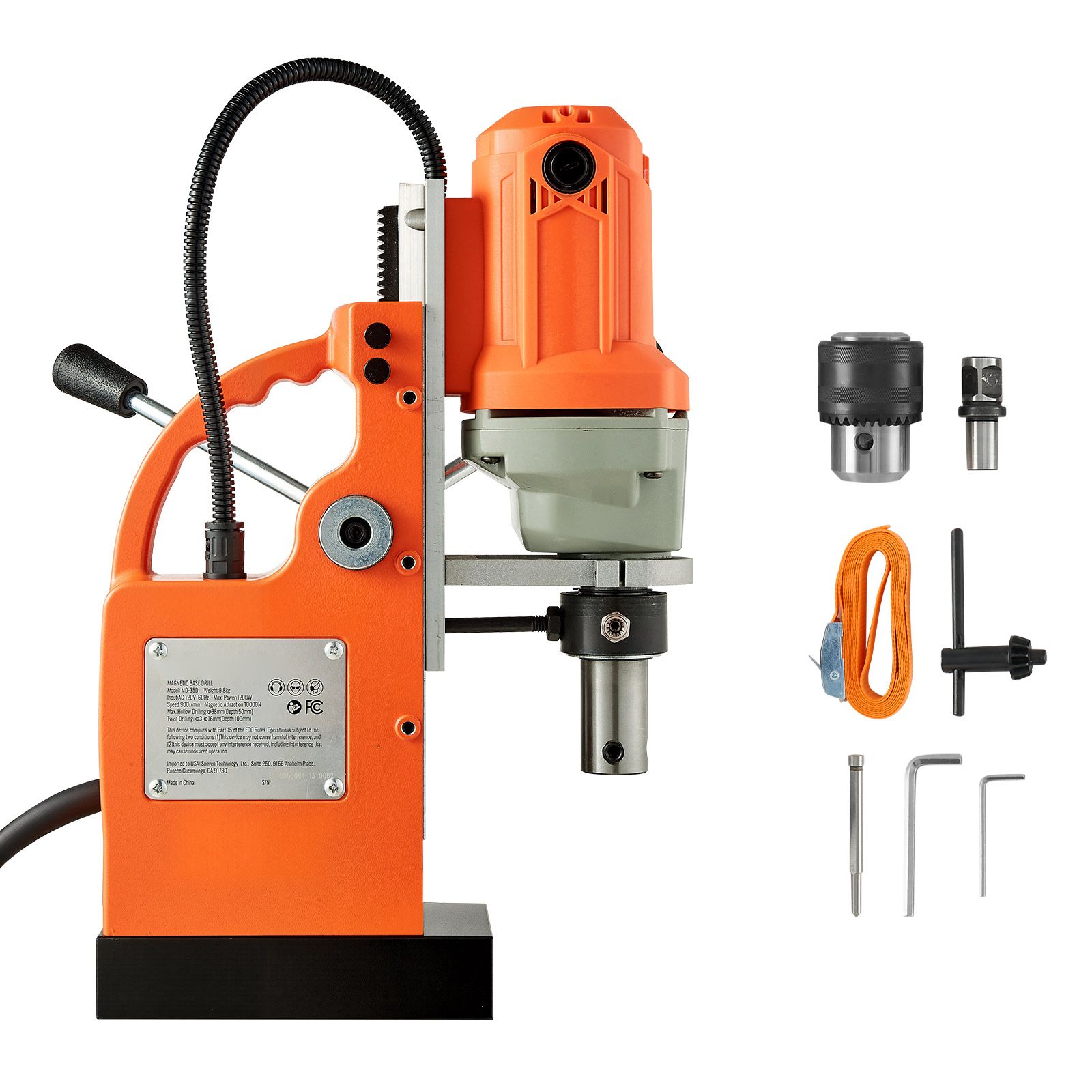 1200w Magnet-säulenbohrmaschine, 38mm Bohrung, 10000n Kraft, 900 U/min Drehzahl, Weldon-bohrfutter, Effiziente Kühlung, Für Metalloberflächen, Industrieller Und Privater Einsatz.