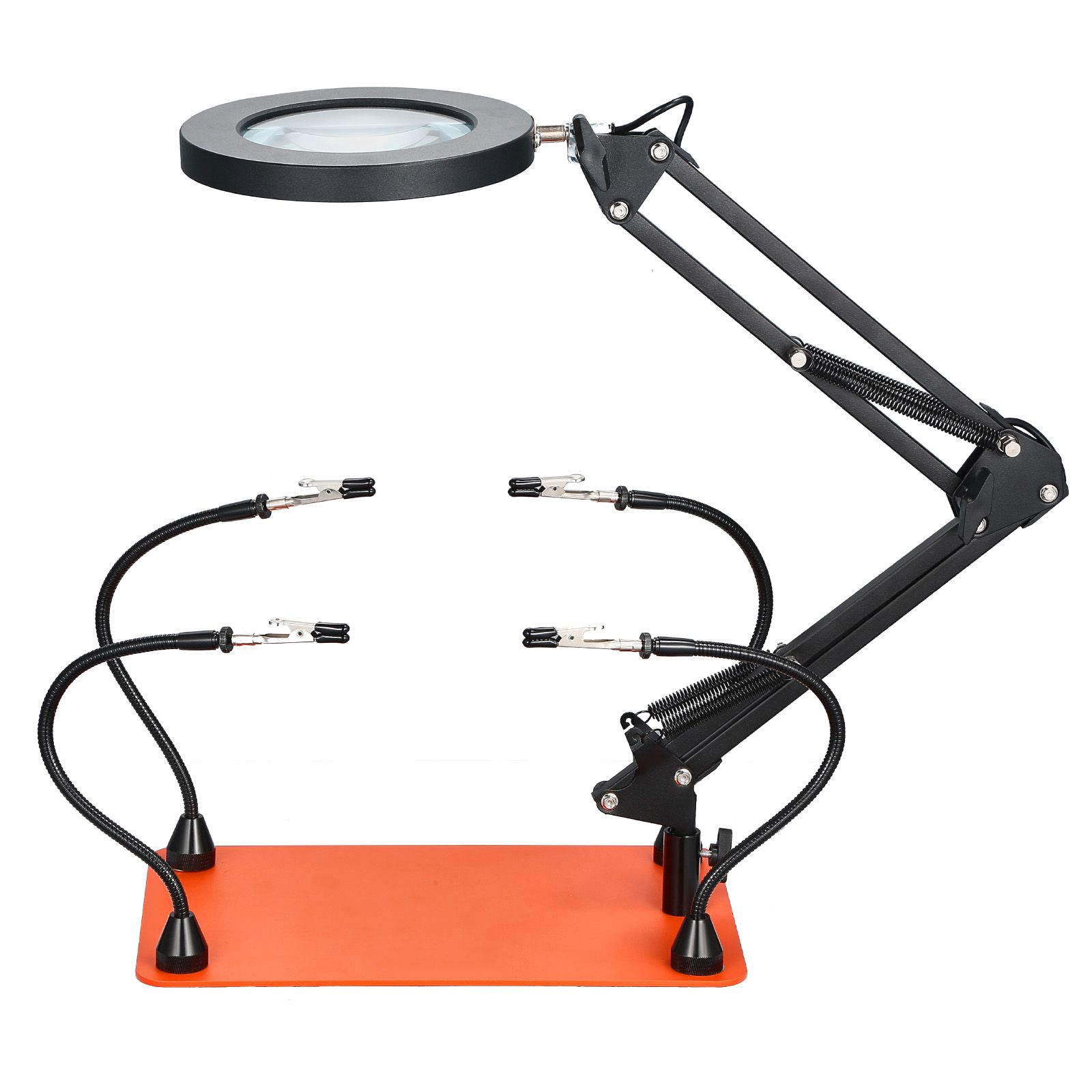 Magnetische Handlötstation, 4 Flexible Arme, 3-fache Led-vergrößerungslampe, Schwerer, Rutschfester Sockel, Für Elektronikreparaturen Und Heimwerkerprojekte.
