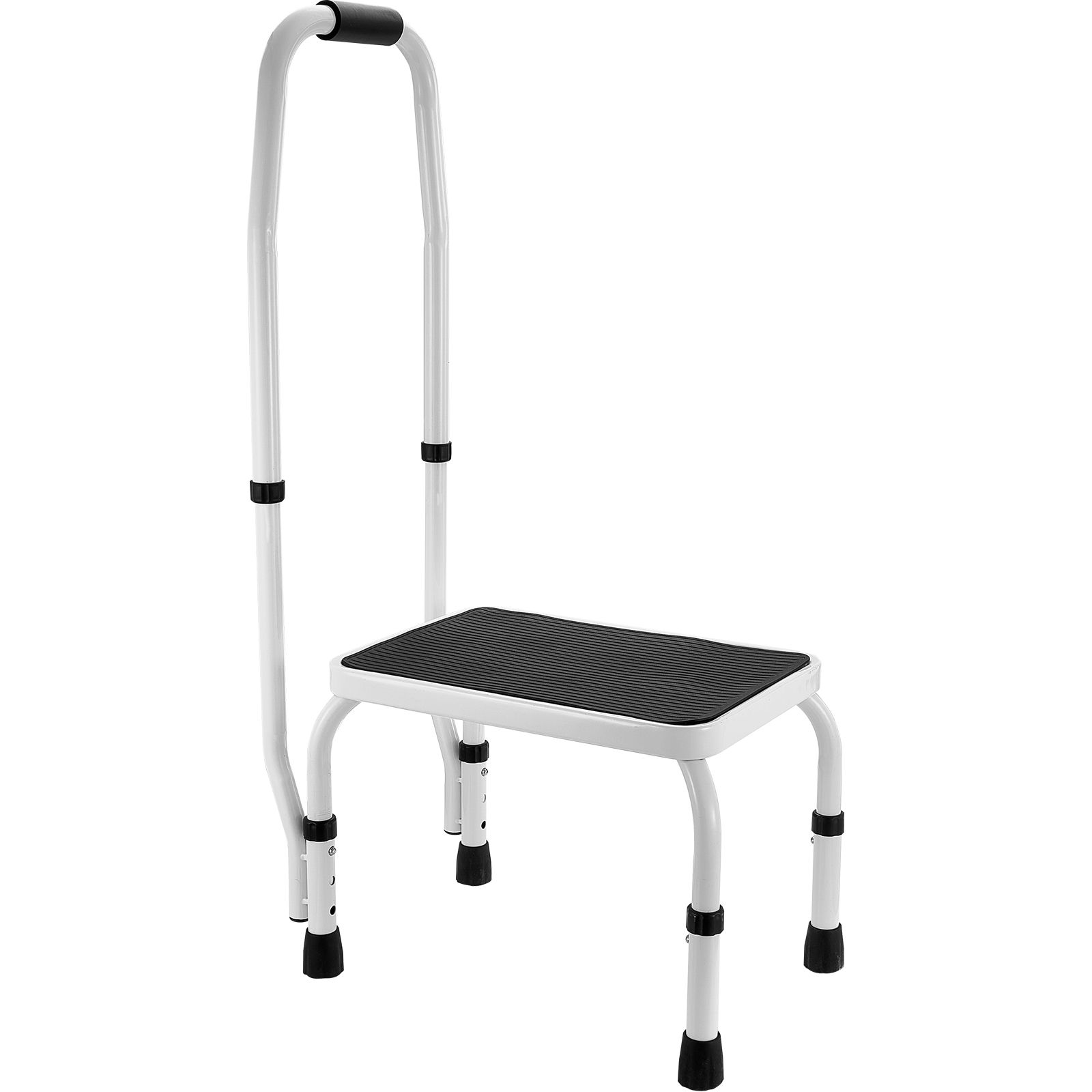 1-stufiger Tritthocker, Tragkraft 150 Kg, 3-fach Höhenverstellbar Mit Griff, Rutschfester Stahltritthocker Für Erwachsene, Büro, Wohnmobil, Haustiere