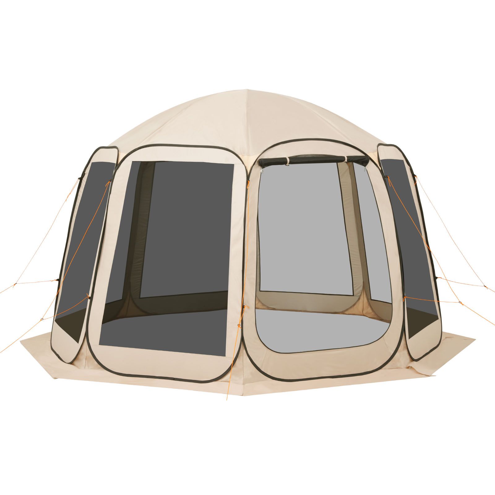 Pop-up-moskitonetzzelt 3660 X 3380 X 2300 Mm, 10–12 Personen, Tragbares Zelt Mit Tragetasche, Moskitonetzwänden Und Heringen, Für Garten, Terrasse Und Outdoor-aktivitäten, Beige