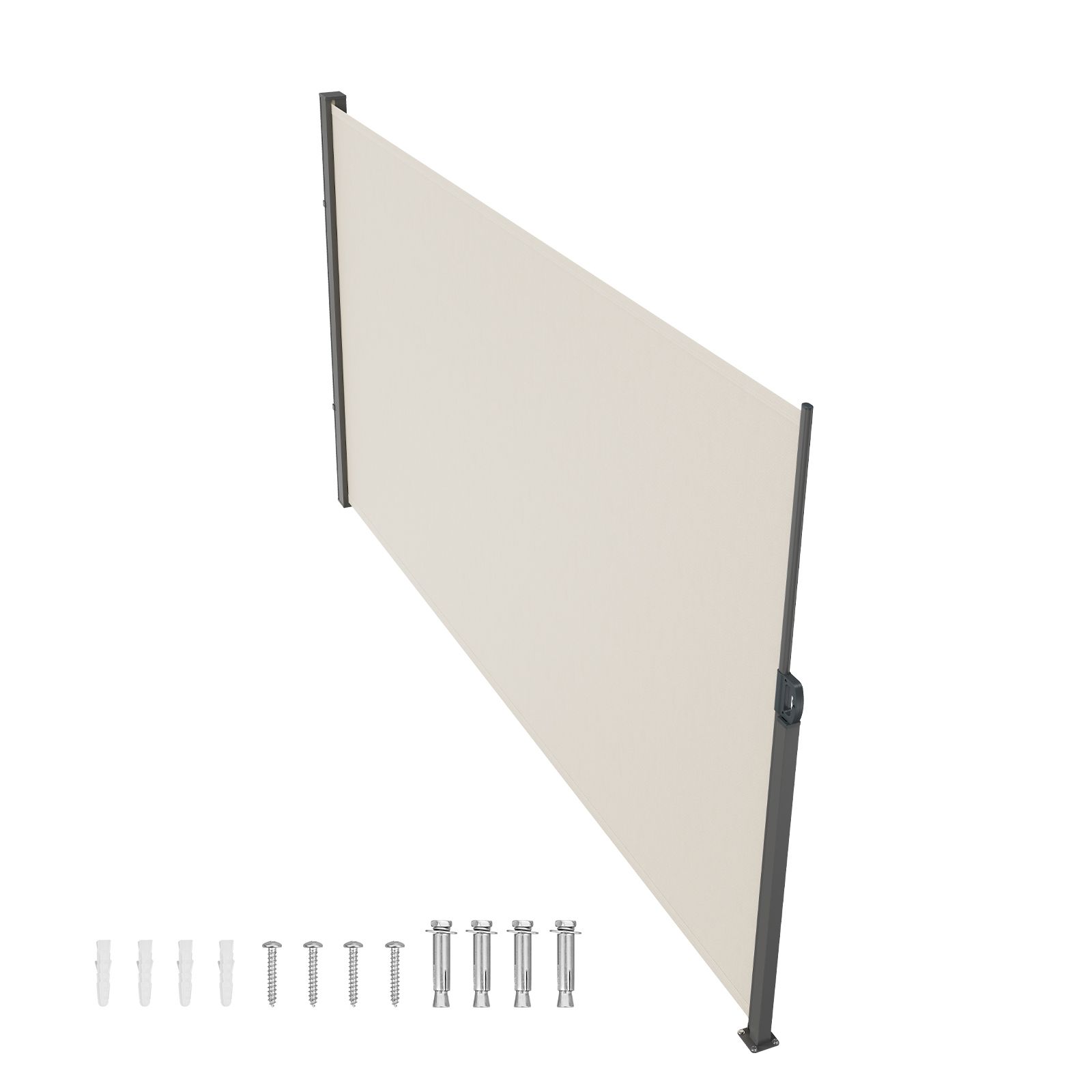 Ausziehbare Seitenmarkise 160 X 300 Cm, Sichtschutz Für Den Außenbereich, 180 G/m² Wasserabweisendes Polyester, Uv-schutz 30+, Winddichter Raumteiler Für Terrasse, Garten Und Balkon, Beige
