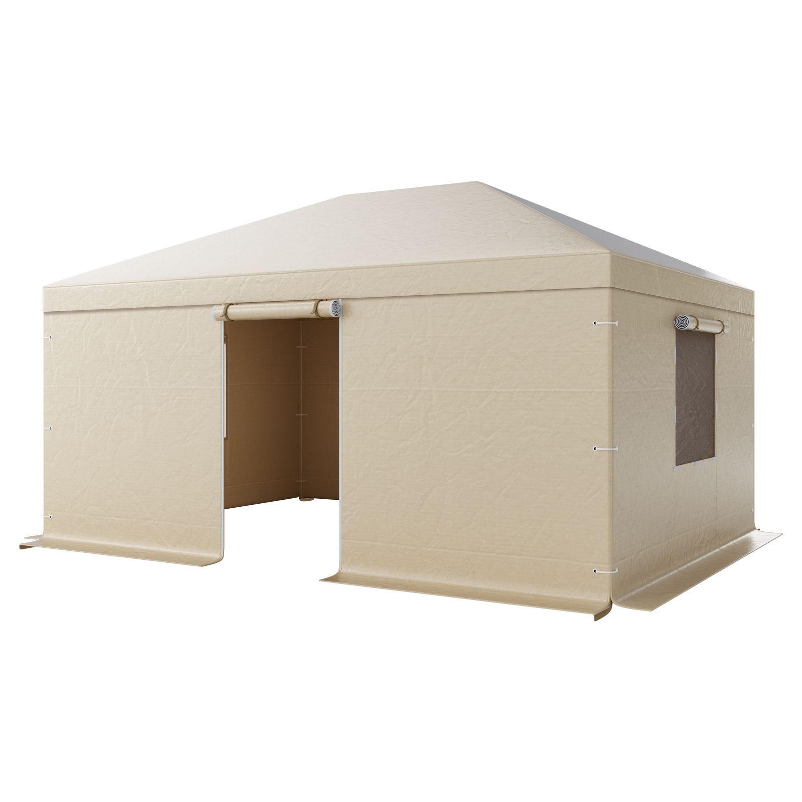 Winter-pavillonabdeckung 3,68 X 4,9 M, Mit Wänden Und Fenstern, Polyethylen Hoher Dichte, Wetterfest, Geschlossener Lagerraum (pavillon Nicht Im Lieferumfang Enthalten)