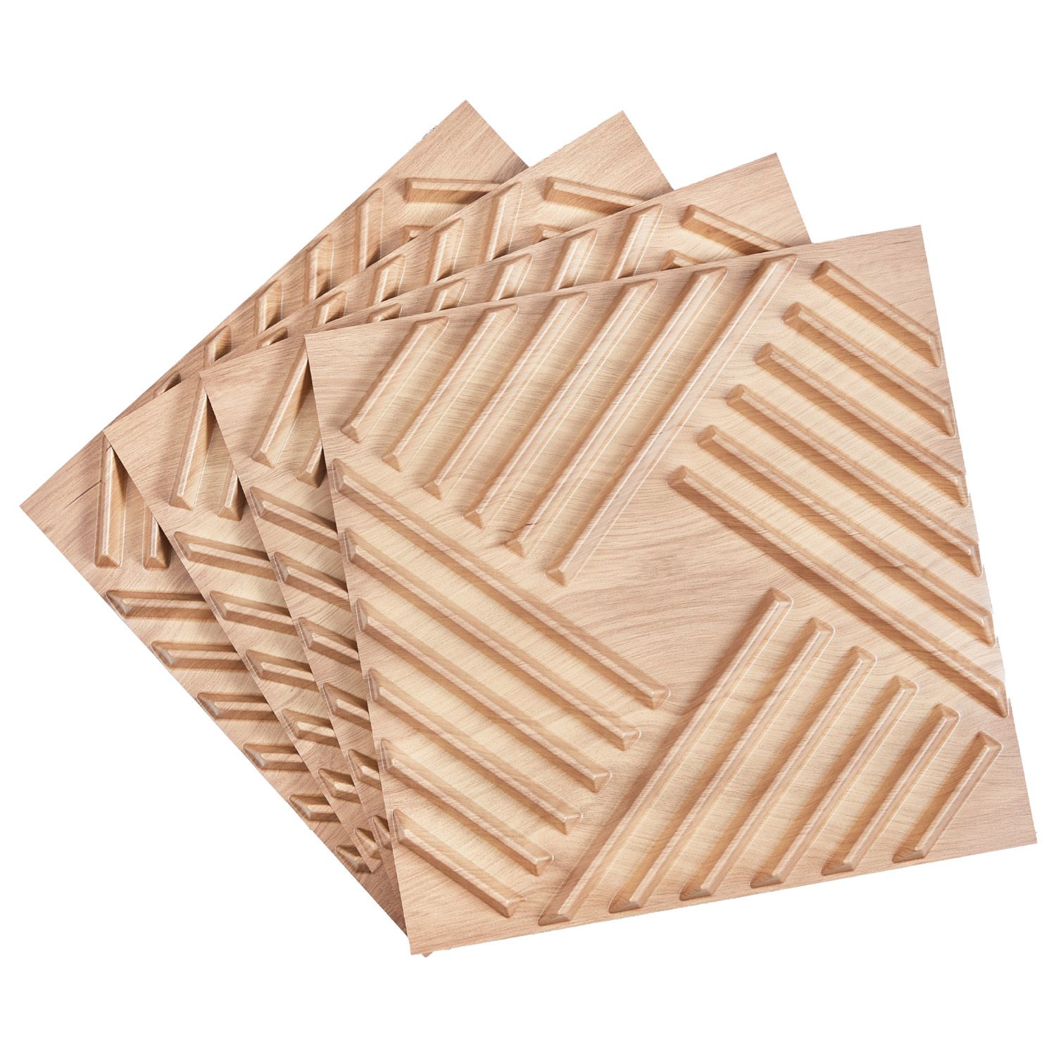 3d-wandpaneele, 12er-set, 50 X 50 Cm, Modernes Minimalistisches Pvc-design, Helle Holzoptik, Innendekoration Für Wohnzimmer, Schlafzimmer Und Decke, Deckfläche 3 M²