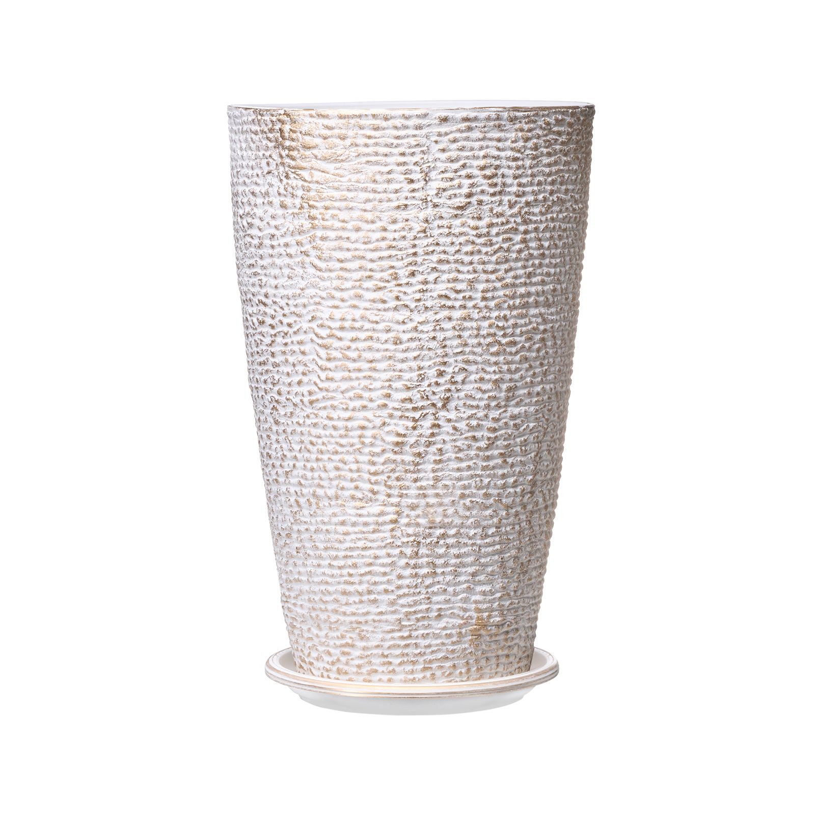 Set Aus 2 Großen, 53 Cm Hohen, Runden Gartentöpfen Mit Steinoptik, Für Terrasse Und Veranda, Für Pflanzen Und Blumen.