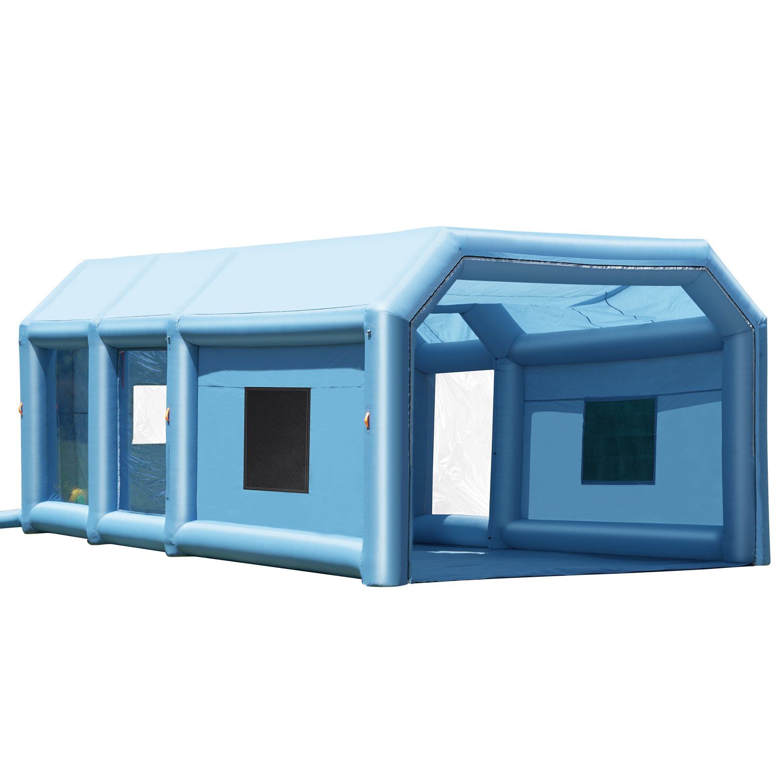 Aufblasbare Lackierkabine 10 X 6,4 X 4,5 M, Mit 1100w+750w Gebläsen Und Luftfiltersystem, Tragbar Für Lkw, Transporter Oder Maschine.