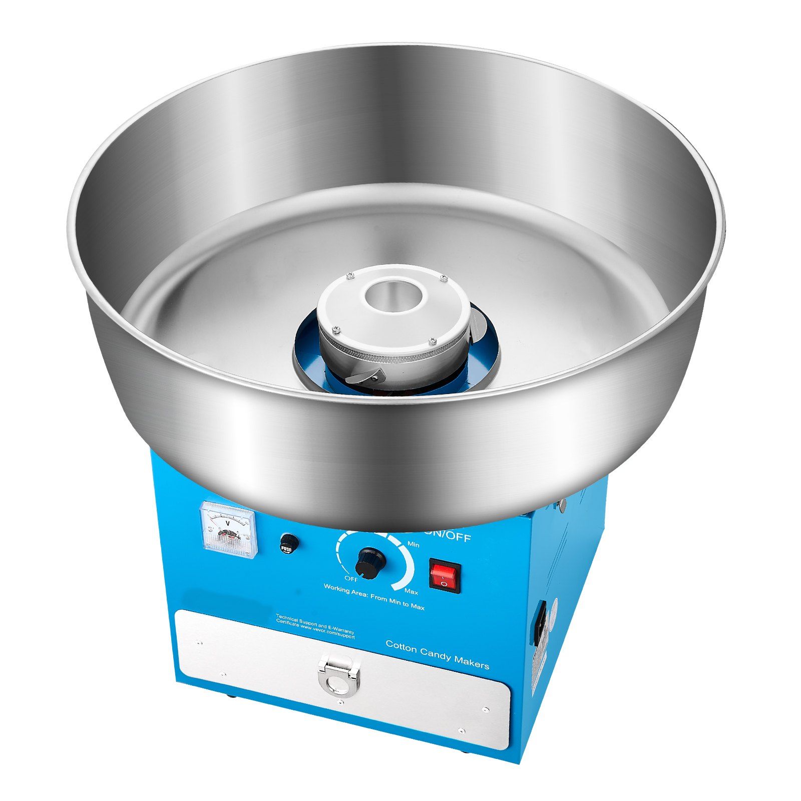 Elektrische Zuckerwattemaschine (1000 W), 52 Cm Edelstahlschüssel, Zuckerlöffel Und Schublade, Für Den Familiengebrauch, Ideal Für Kindergeburtstage Und Familienfeiern, Blau