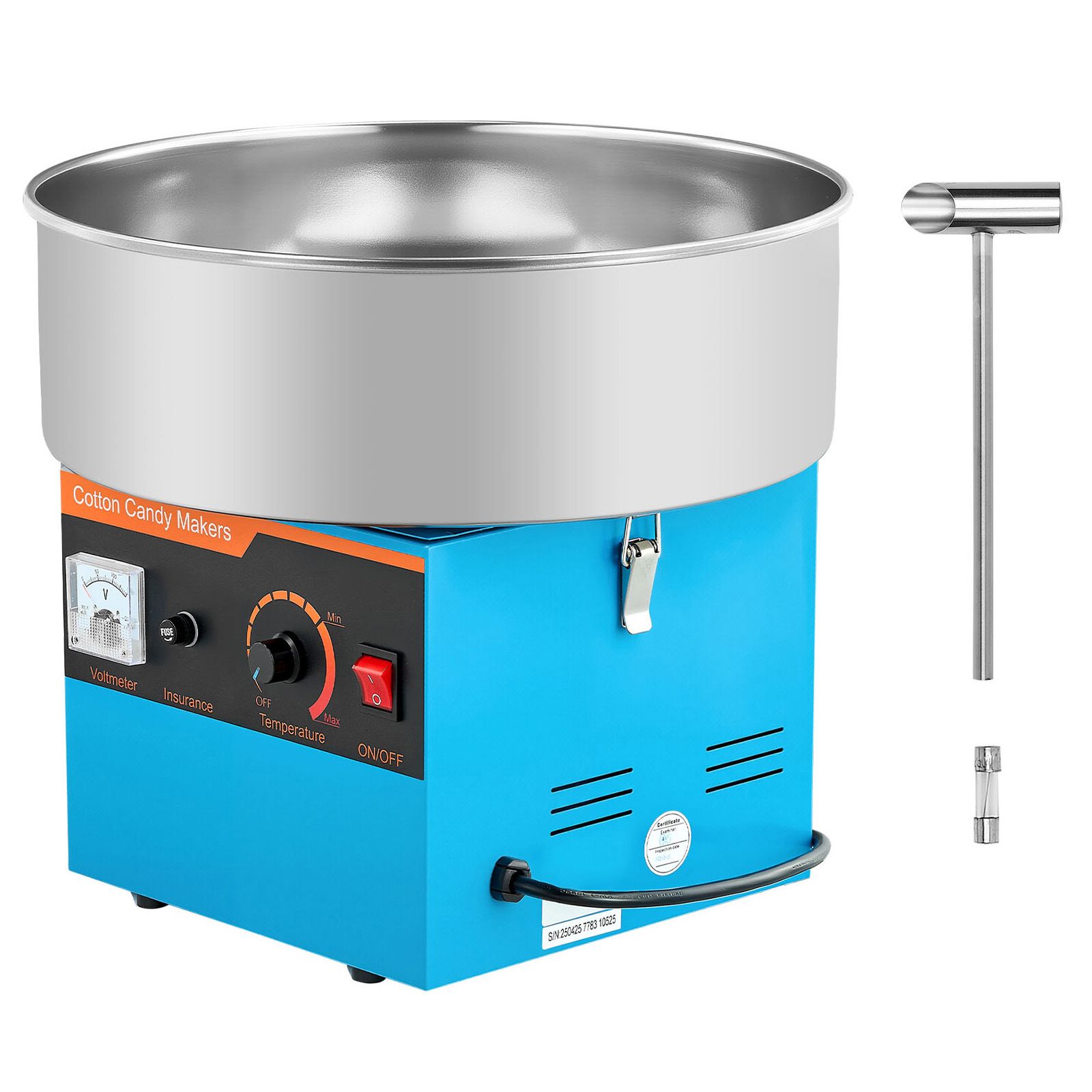 Professionelle Zuckerwattemaschine Mit 1000 W Leistung, 38 Cm Edelstahlschüssel, Inklusive Zuckerlöffel, Ideal Für Geburtstagsfeiern Und Familienfeste, Blaue Farbe.