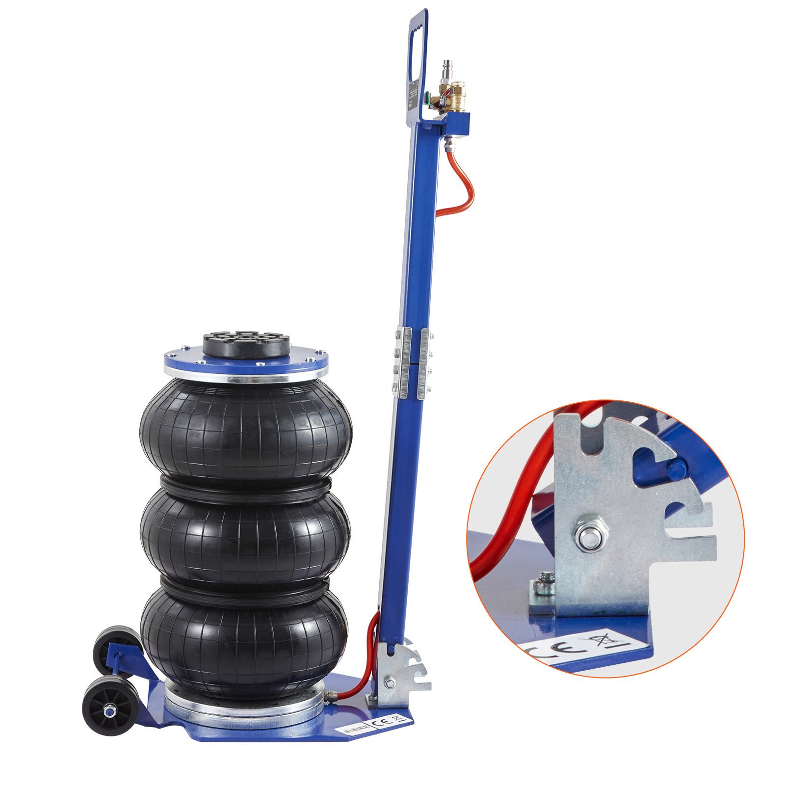 Pneumatischer Wagenheber (3 T/3000 Kg), Hebt Bis Zu 44,9 Cm In 3-5 Sekunden, Mit 6 Stahlrohren Und Verstellbaren Griffen, Für Autos Und Werkstätten (blau)