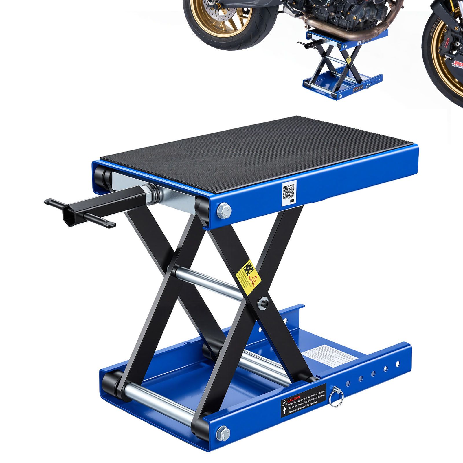 Motorradheber 499 Kg, Breite Plattform Mit Sicherungsstift, Höhe 95-340 Mm, Robuster Stahl, Für Roadster, Cruiser Und Touring-motorräder, Blau/schwarz.