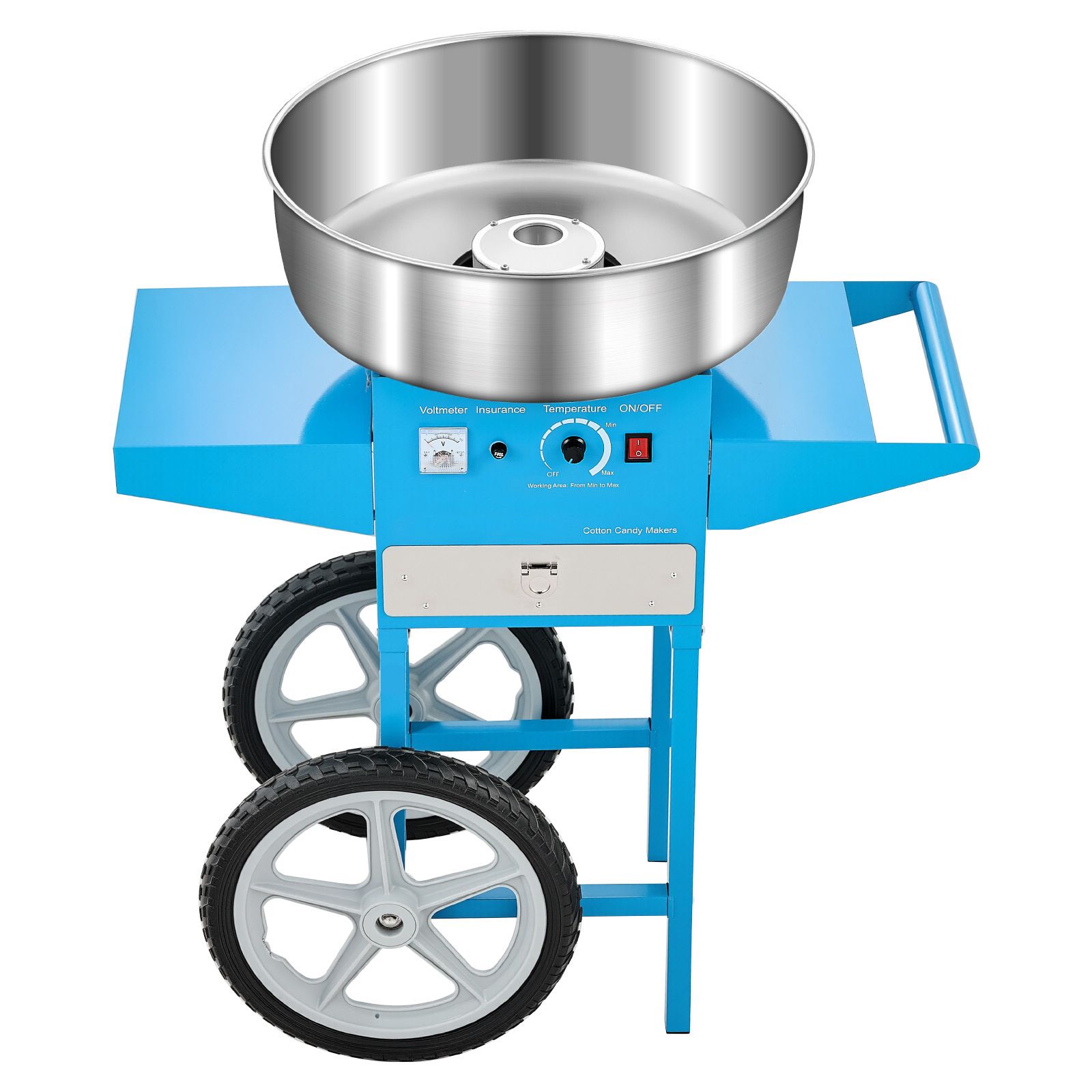 Elektrische Zuckerwattemaschine Mit 1000 W Leistung, 52 Cm Edelstahlschüssel, Mit Wagen Und Schublade, Inklusive Zuckerschaufel, Einfach Zu Bedienen, Für Partys Und Geburtstage, Blau.