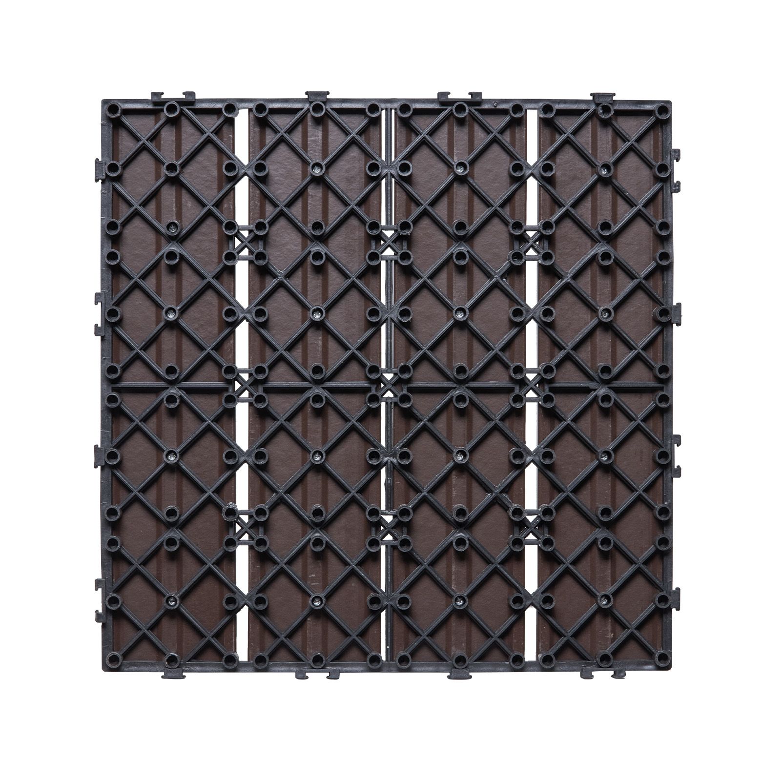 Klick-terrassenfliesen Aus Holz-kunststoff, 10er-pack, 30 X 30 Cm, 10 M², Wasserfest, Ganzjährig Im Außenbereich Einsetzbar, Bodenbelag Für Balkon, Pool Und Terrasse, Dunkelbraun