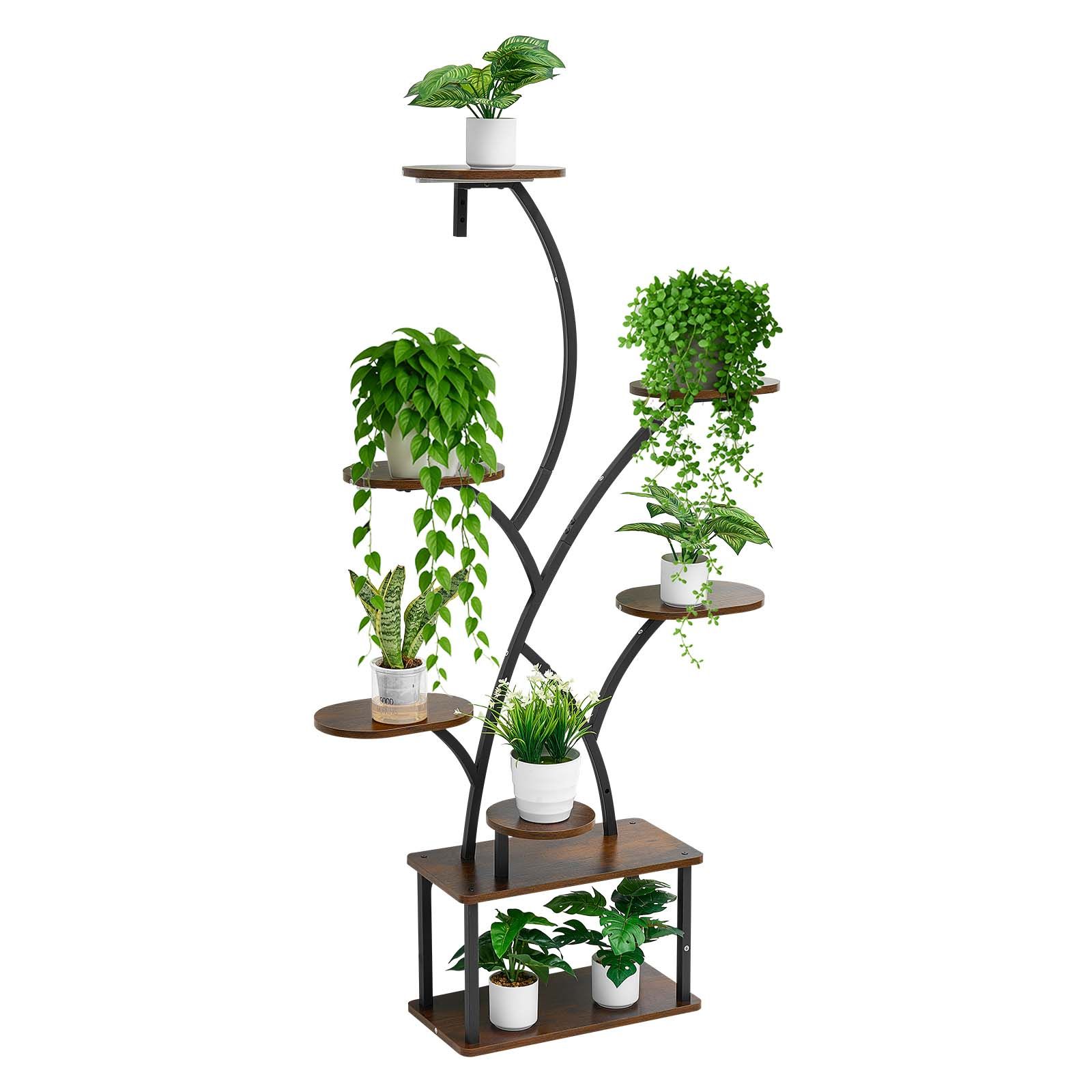 Pflanzenständer Für Den Innenbereich Mit Pflanzenlampe, 157,5 Cm, 8 Ablagen, Metall, 3-stufiger Timer, 10 Helligkeitsstufen, Für Wohnzimmer/balkon