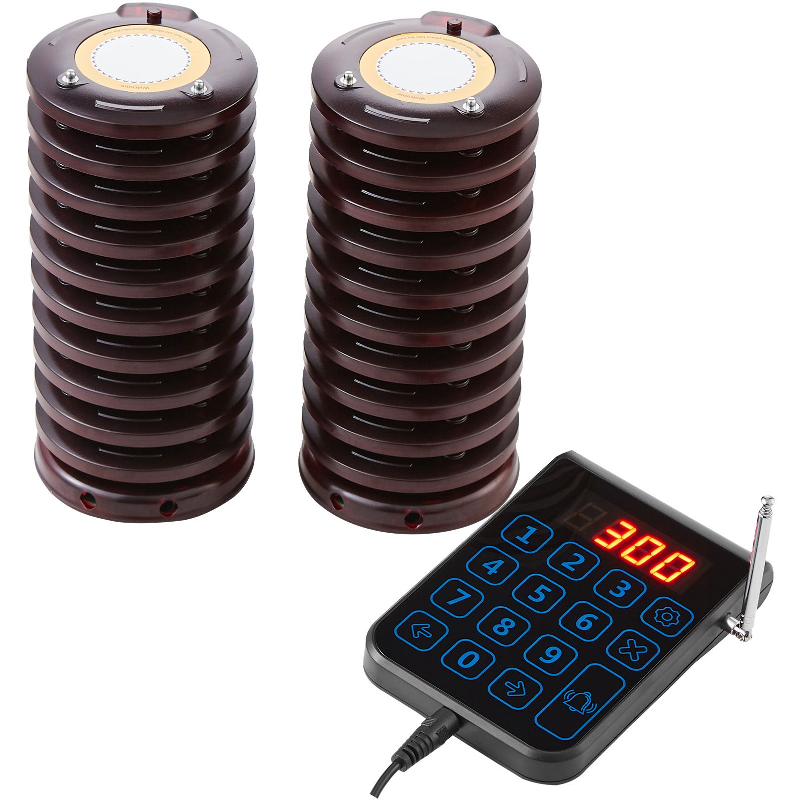 Restaurant-pagersystem Mit 500 M Funkreichweite, 20 Vibrationsmotoren Mit Blinklicht Für Kundenschlangen. Ideal Für Imbisswagen, Kirchen, Kindergärten Und Krankenhäuser.