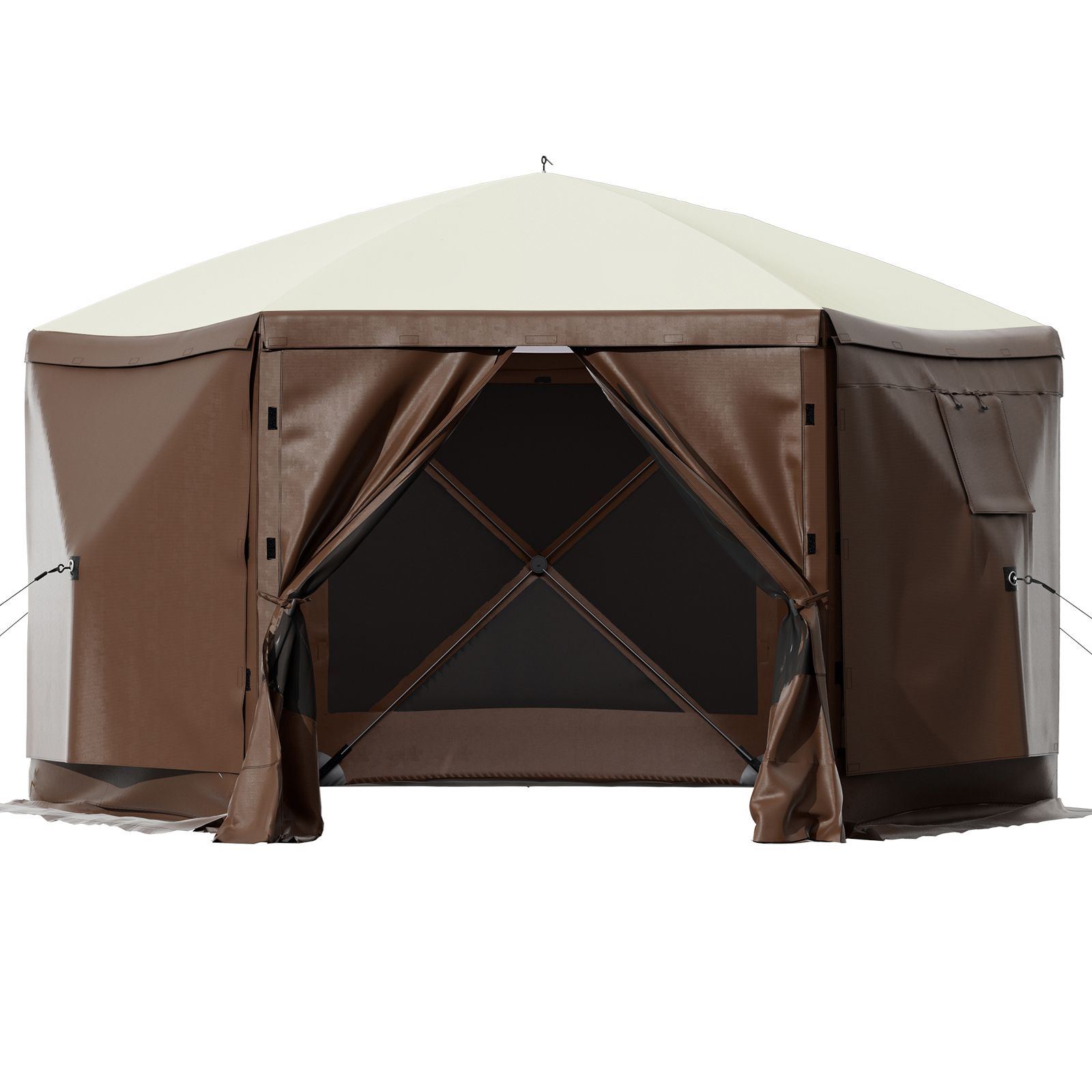 10x10 Fuß (ca. 3x3 M) Großes Pavillon-campingzelt, 6 Seiten, Pop-up-zelt Mit Moskitonetzen, Inklusive Tragetasche Und Heringen, Ideal Für Garten Und Outdoor-aktivitäten
