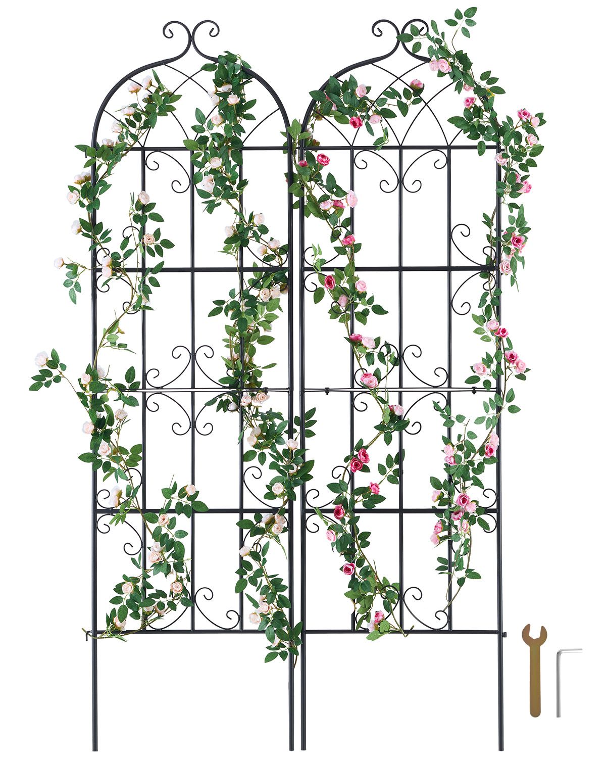 Metall-rankgitter Für Kletterpflanzen, 71 X 20 Cm, 2er-set, Rostfrei, Stütze Für Rosen, Gurken, Clematis, Ideal Für Garten Und Hof