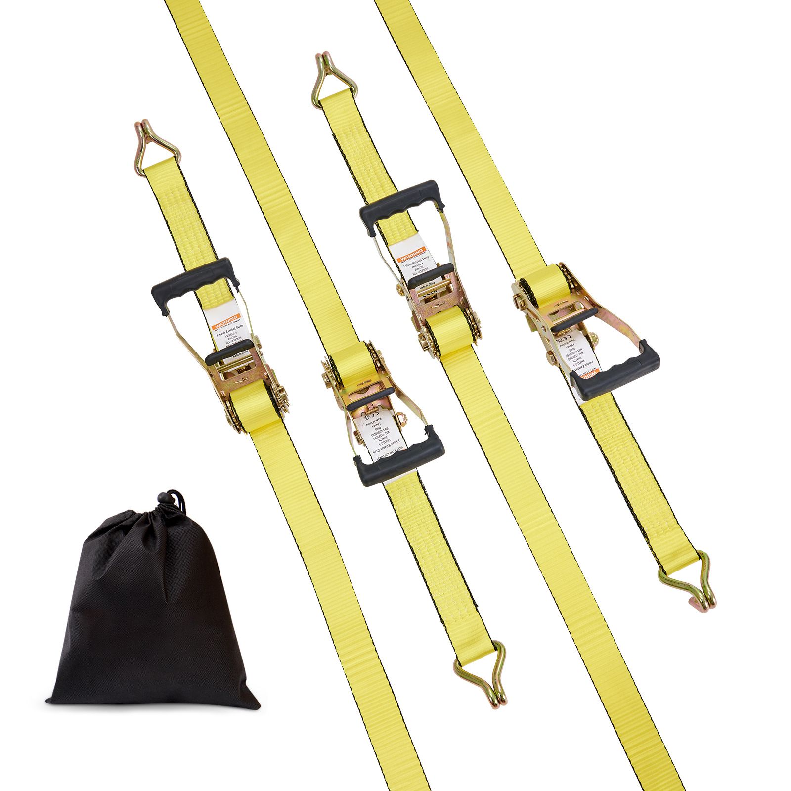 Ratschen-spanngurte (4er-set), 4.536 Kg Bruchlast, Doppel-j-haken, 5,1 Cm X 68,6 Cm, Gepolsterte Griffe, Zur Sicherung Von Ladung, Haushaltsgeräten Und Gartengeräten