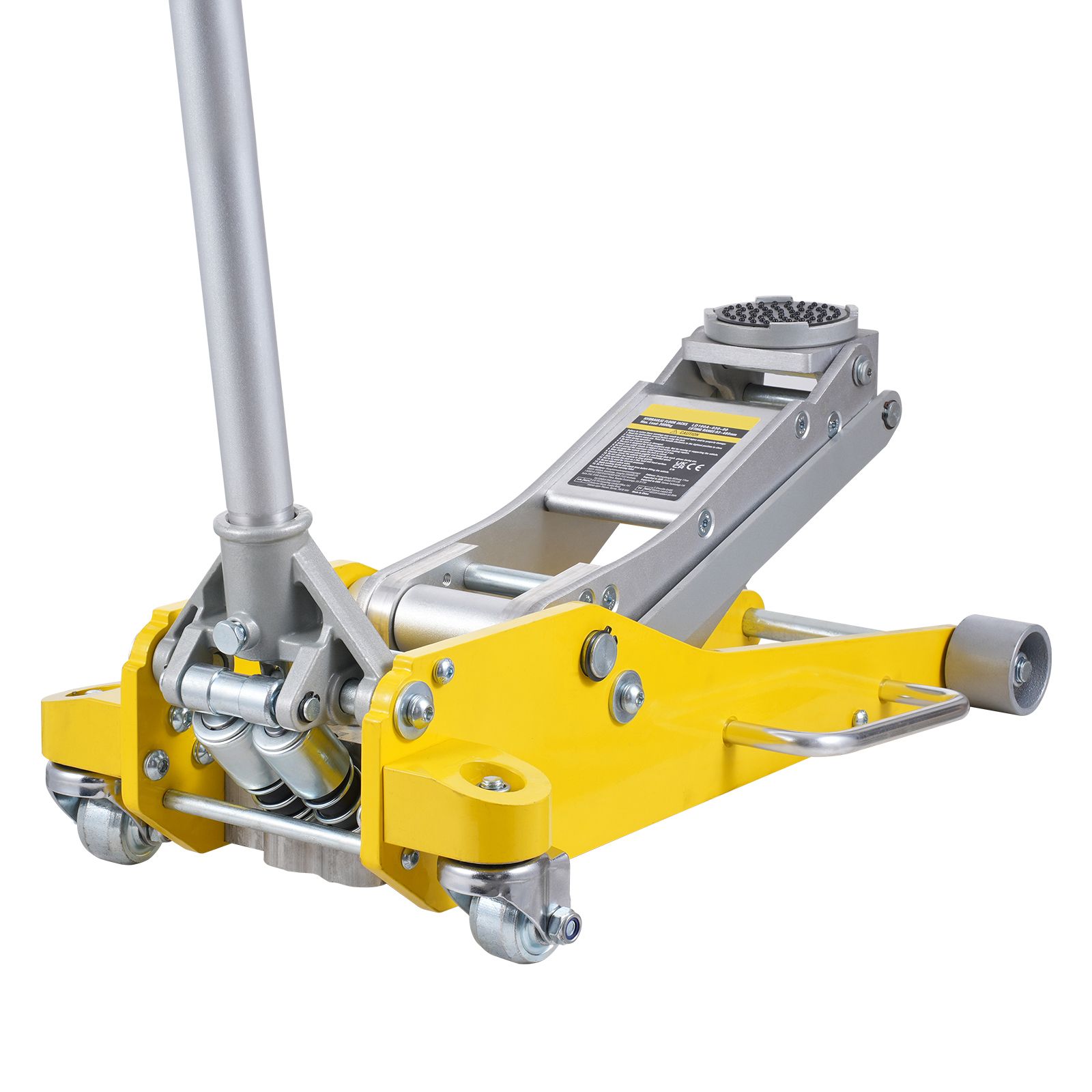 3-tonnen (6600 Lbs) Hydraulikheber, Flaches Profil, Robustes Aluminium, Doppelkolben, Schnellhub, Höhe 3,7-18,3 Cm, Gelb.