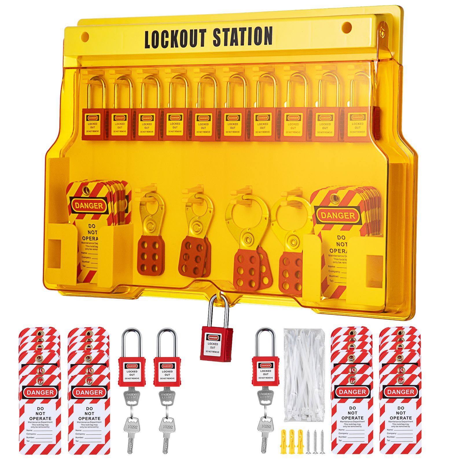 58-teiliges Verriegelungsset, Elektrosicherheits-loto Mit Vorhängeschloss, Station, Sicherheitsvorhängeschloss, Etiketten Und Kabelbindern - Industrielle Sicherheitswerkzeuge, Elektrizität, Maschinen