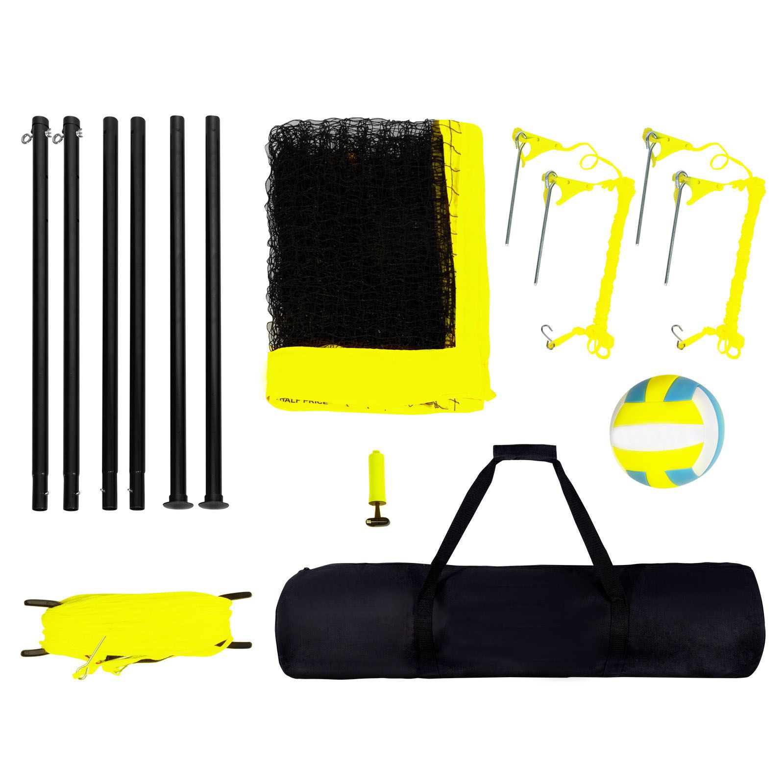 Tragbares Outdoor-volleyballnetz, Verstellbare Stahlstangen, Professionelles Set Mit Pvc-ball, Pumpe Und Tragetasche, Für Garten, Strand, Rasen