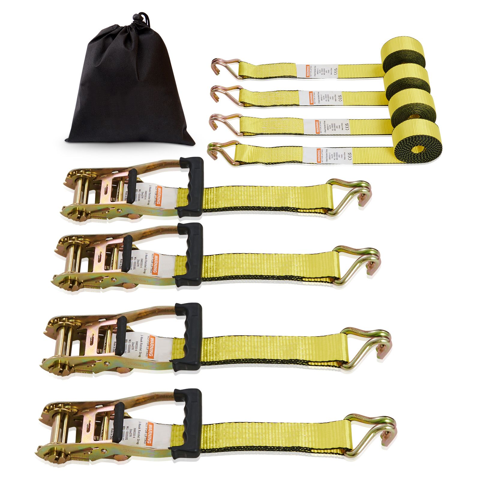 Ratschen-zurrgurte (4er-set), Bruchfestigkeit 5000 Lb, Doppel-j-haken, 2" X 15', Gepolsterte Griffe, Zum Sichern Und Befestigen Von Waren, Geräten Und Gartengeräten.