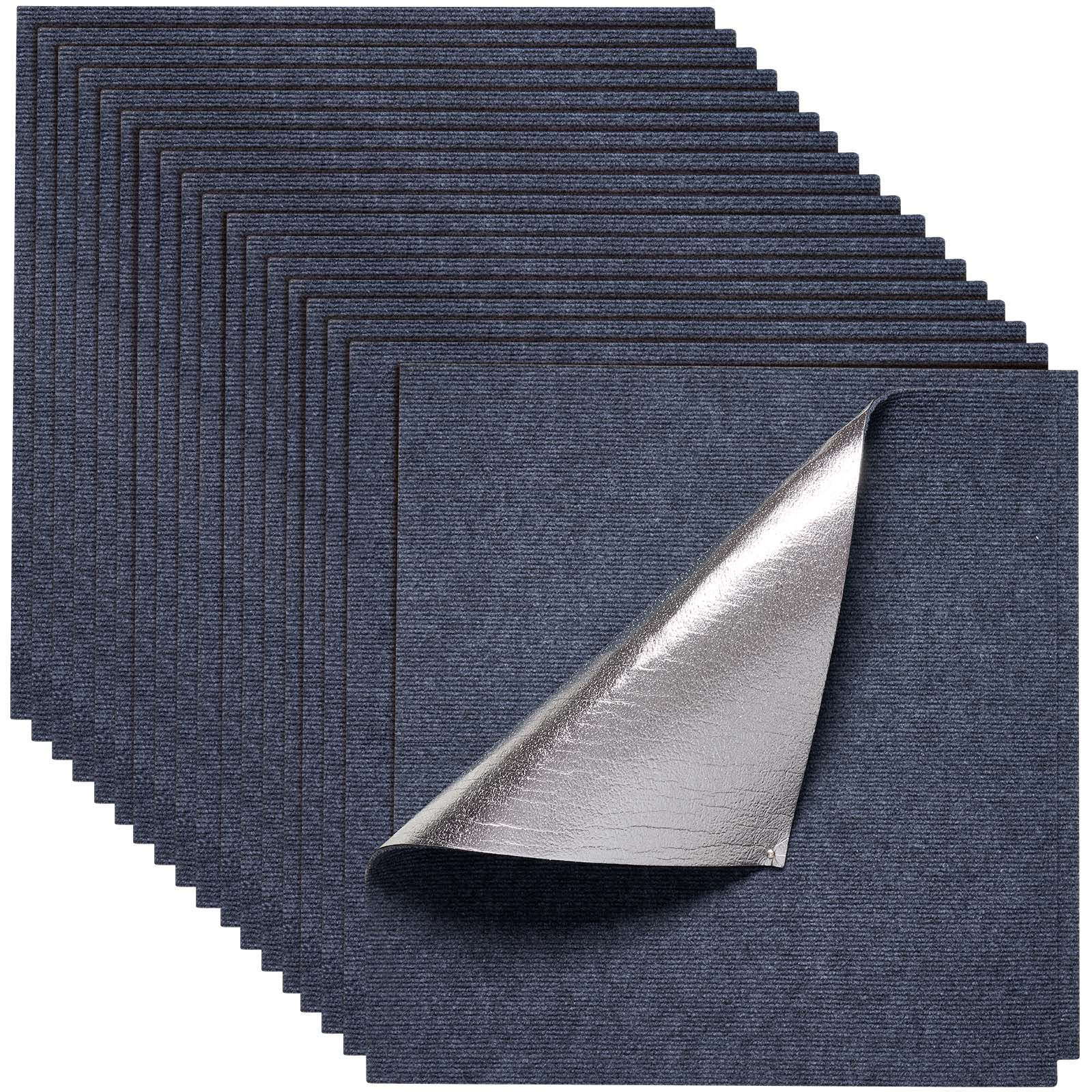 Teppichfliesen 610x610 Mm, 15er-packung, Selbstklebend, Weich, Fugenlose Abdeckung 5,6 M², Einfach Zu Verlegen, Für Wohnzimmer Oder Büro, Grau.
