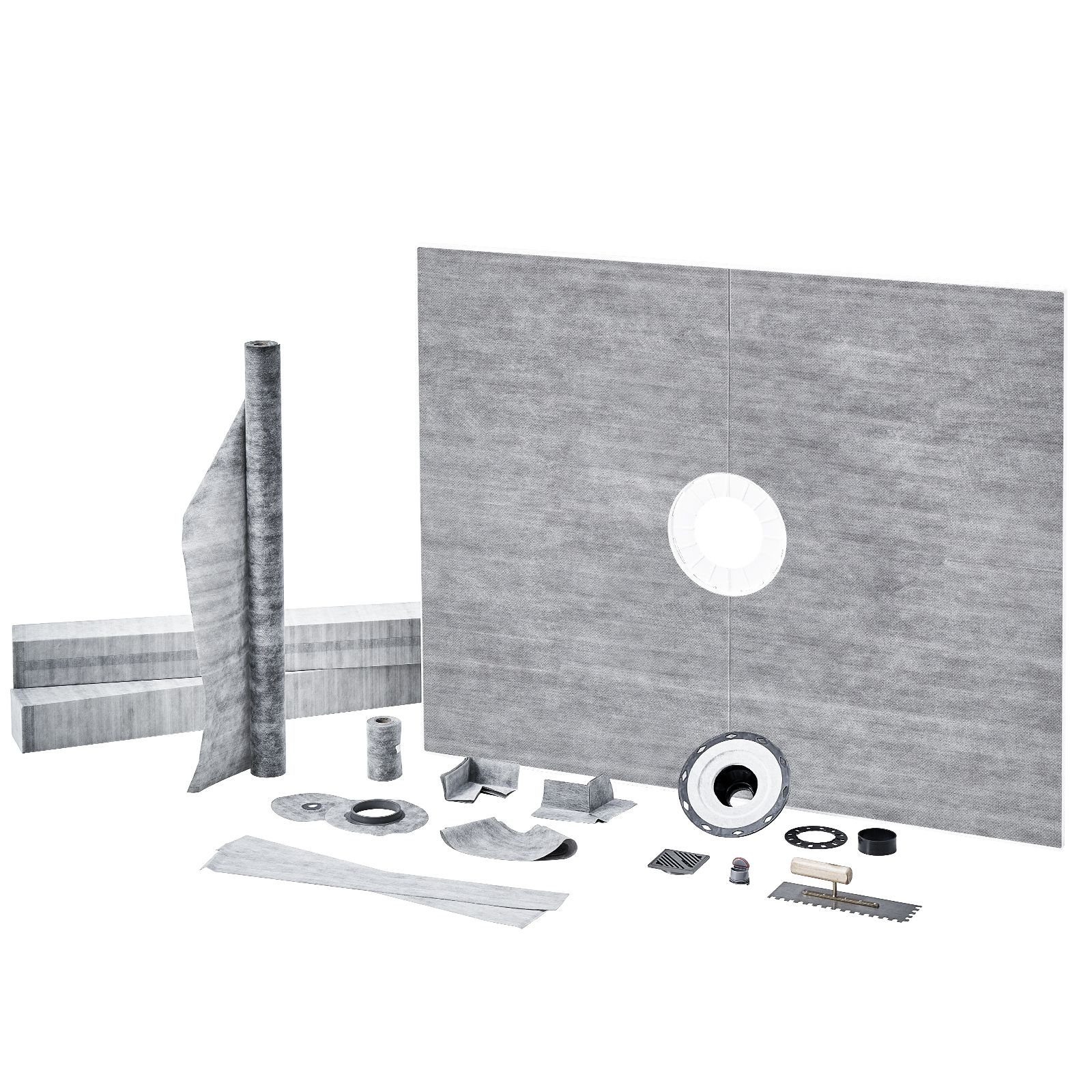 Duschwannen-set, 1219 X 1524 Mm Mit 50,8 Mm Pvc-mittelflansch, Wasserdichter Membran, Edelstahlrost Und Dichtmittel, Integriertem Gefälle Für Das Badezimmer