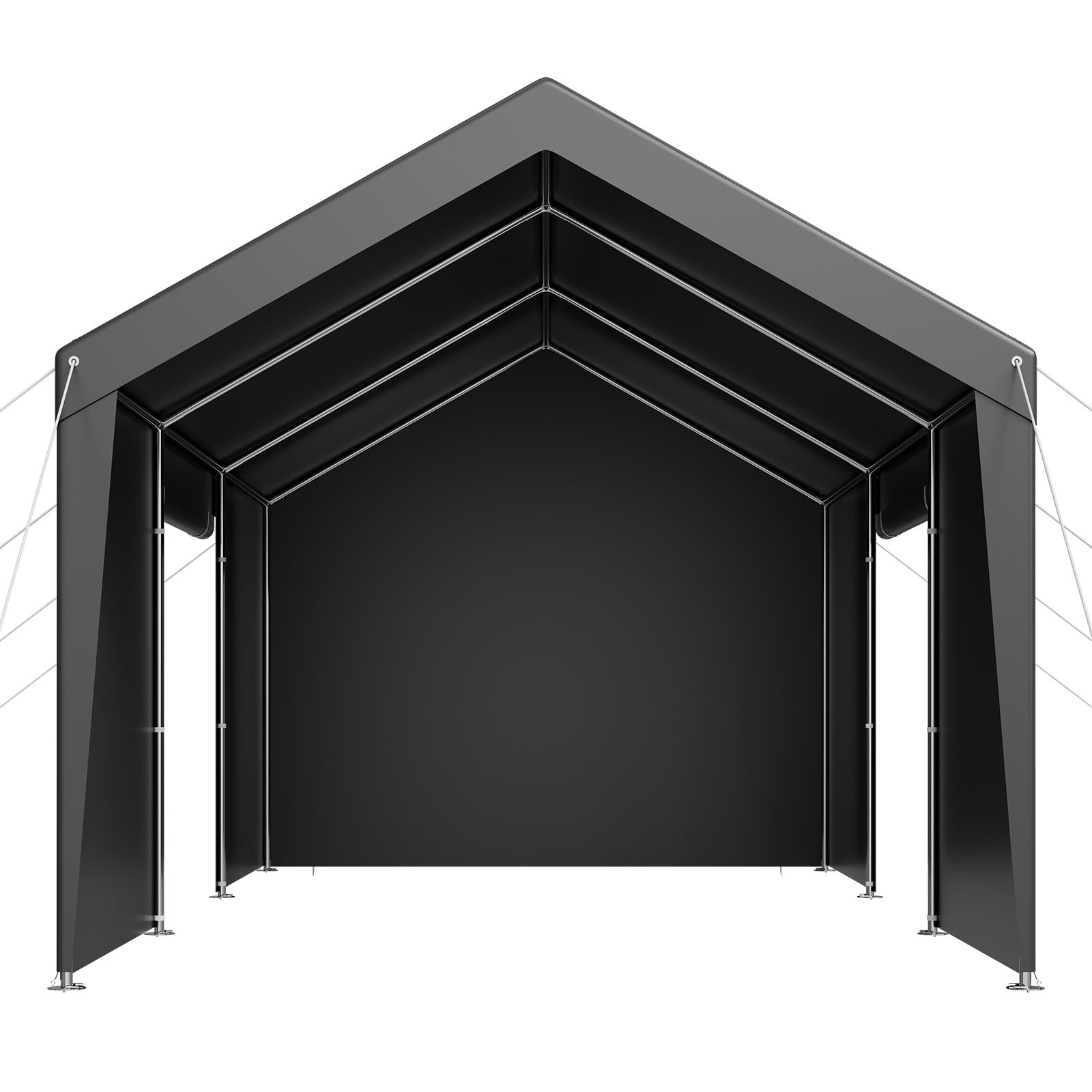 12x20 Fuß Carport, Außengarage Mit Abnehmbaren Wänden Und Tür, Verstärkte Konstruktion, Uv- Und Witterungsschutz, Ganzjährig Nutzbar Für Auto Oder Boot, Grau.